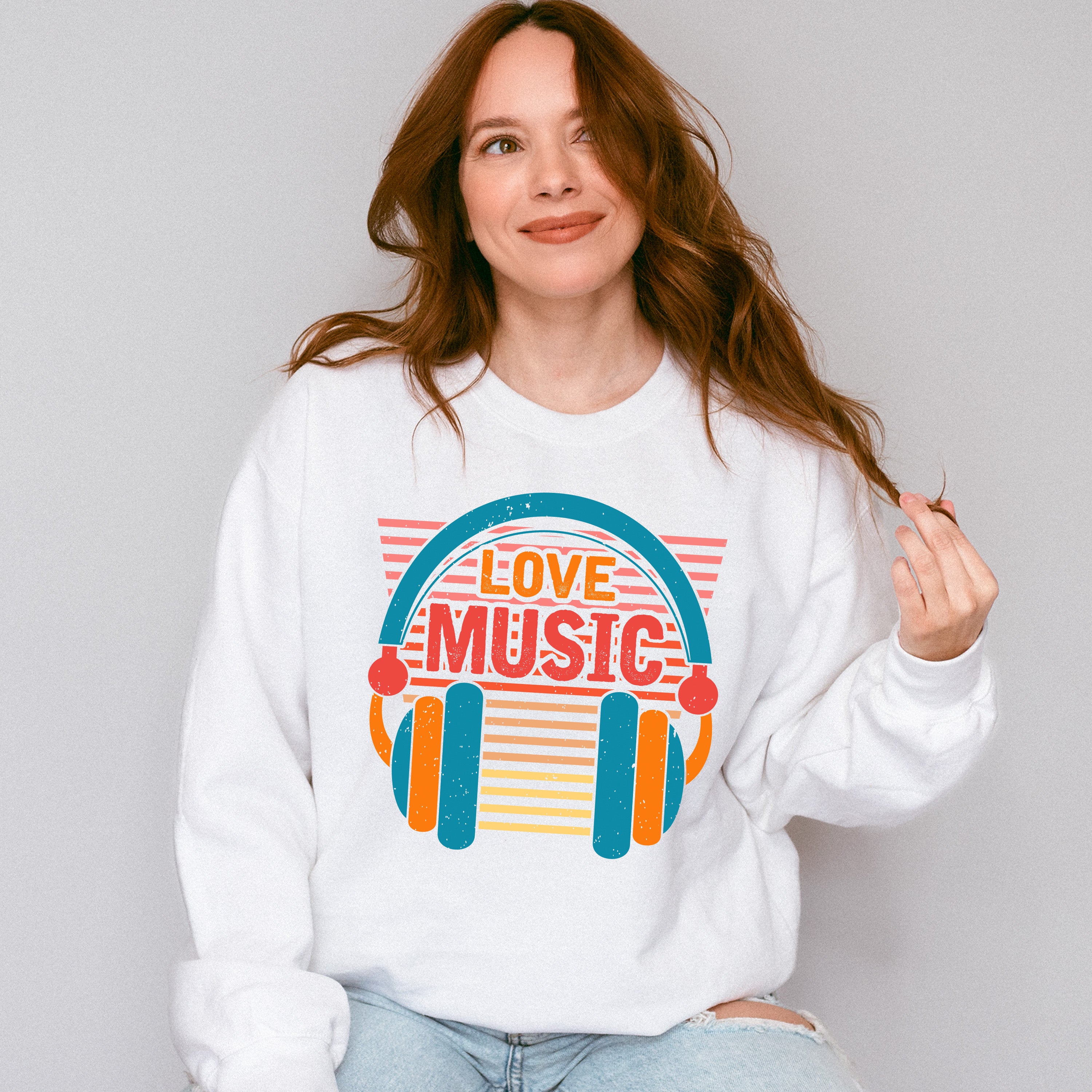 Love Music Headphones Design - Singing Unisex Crewneck T-Shirt Sweatshirt Hoodie
