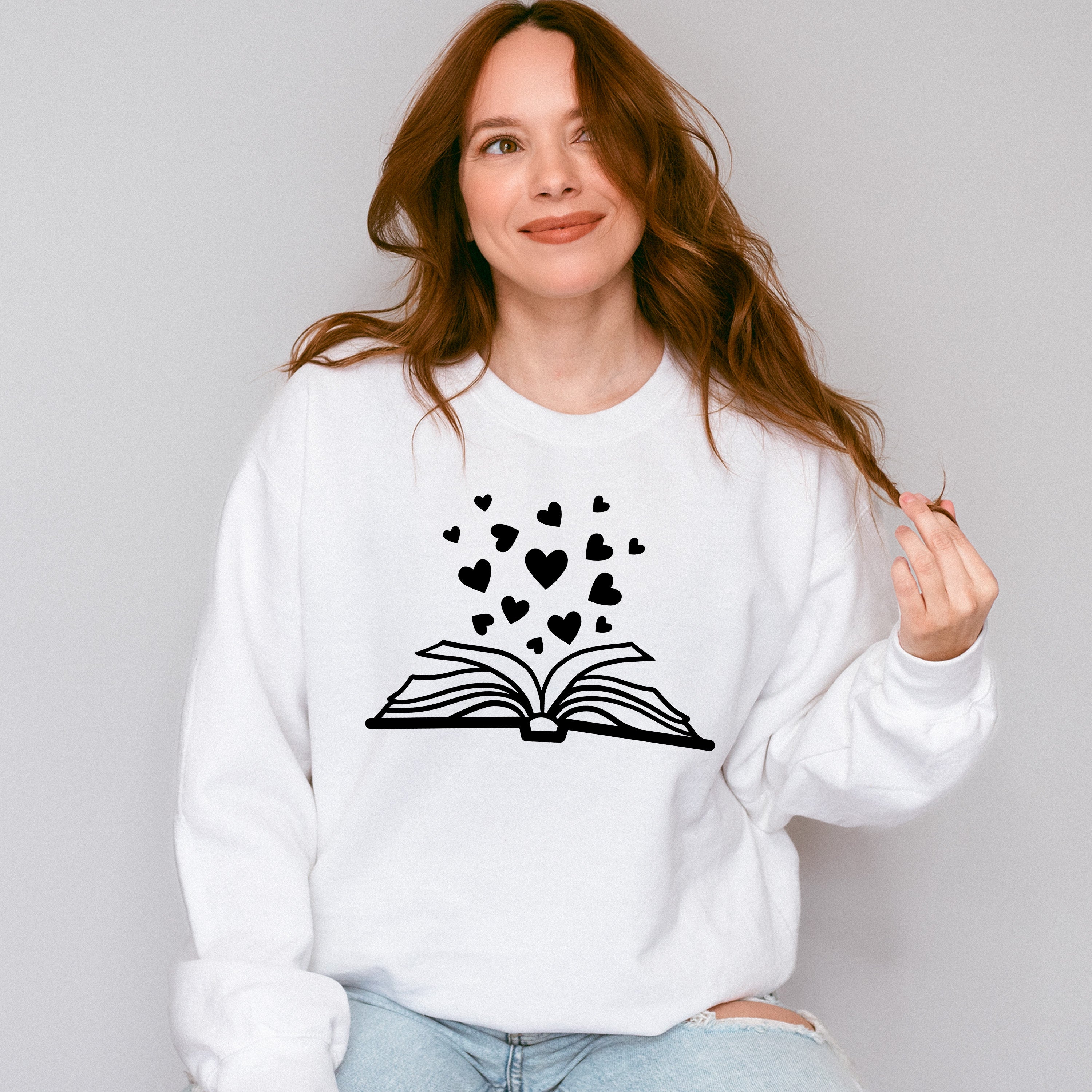 Book Heart Design - Reading Unisex Crewneck T-Shirt Sweatshirt Hoodie
