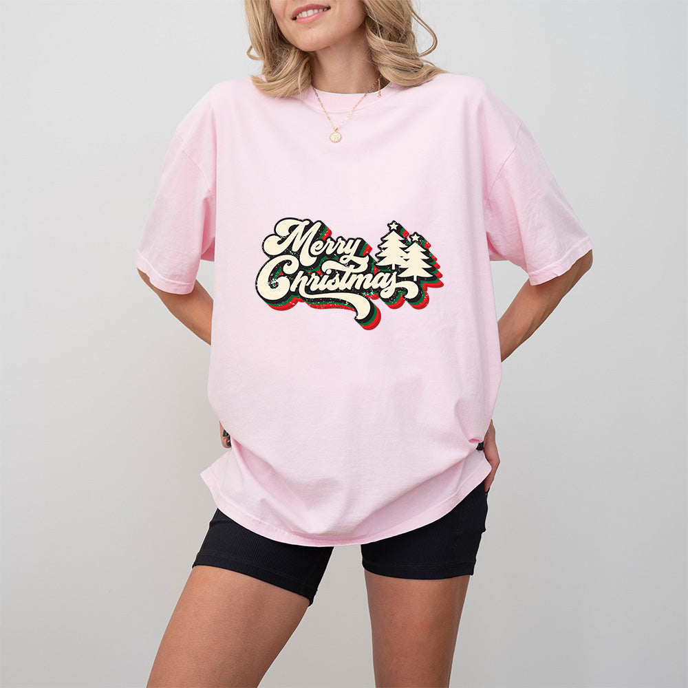 Retro Merry Christmas Trees - Christmas Unisex Crewneck T-Shirt Sweatshirt Hoodie