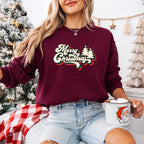 Retro Merry Christmas Trees - Christmas Unisex Crewneck T-Shirt Sweatshirt Hoodie
