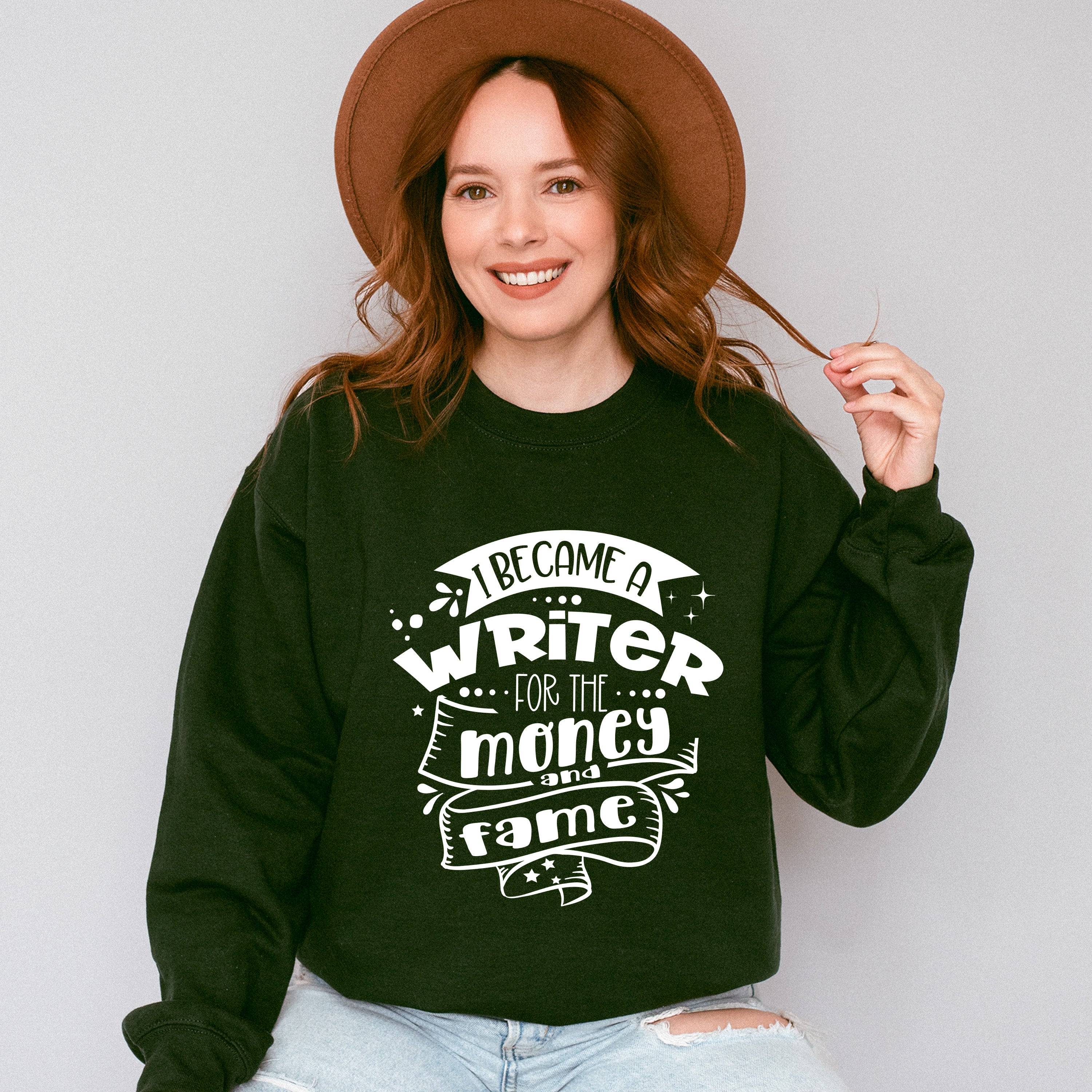 For The Money And Fame - Writing Unisex Crewneck T-Shirt Sweatshirt Hoodie