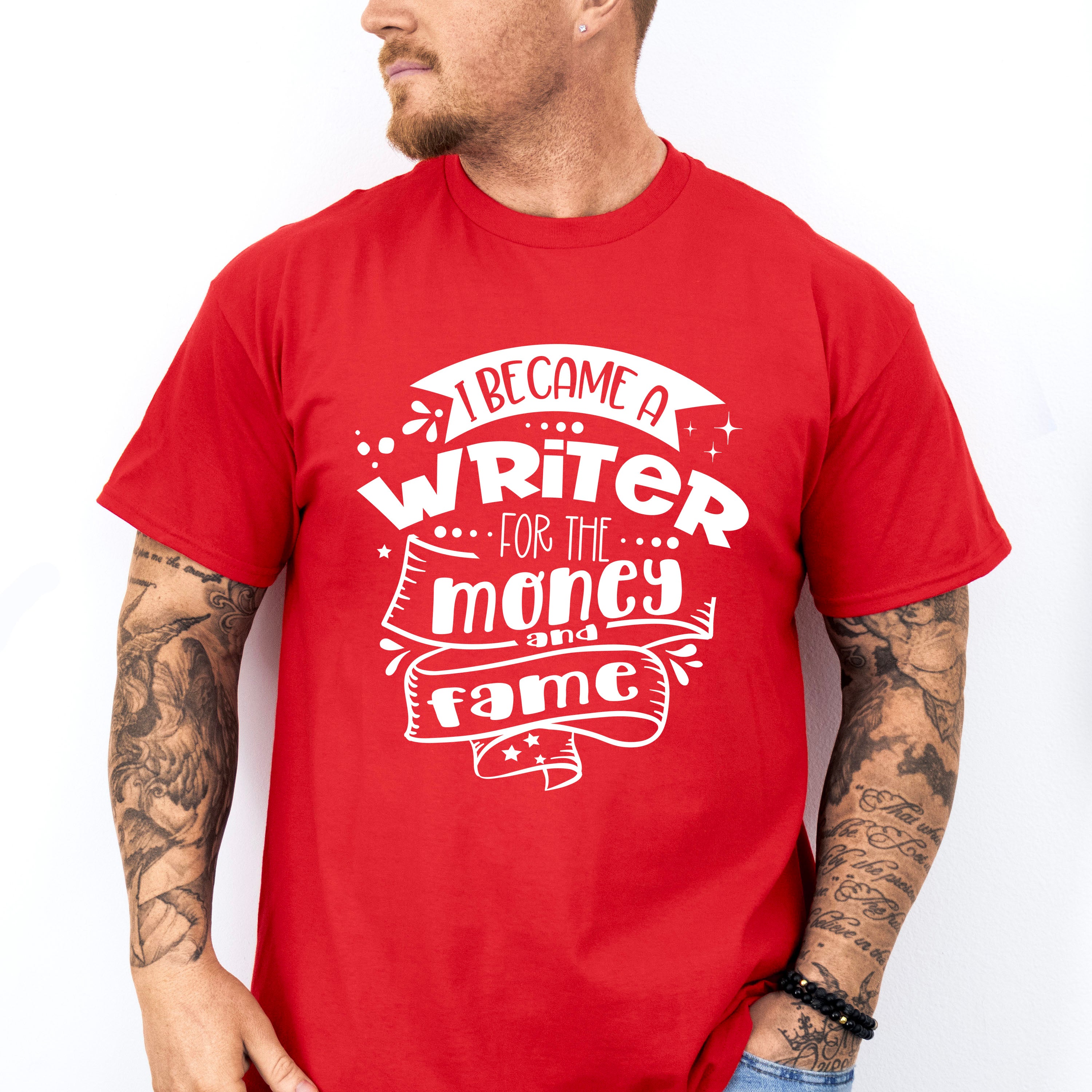 For The Money And Fame - Writing Unisex Crewneck T-Shirt Sweatshirt Hoodie