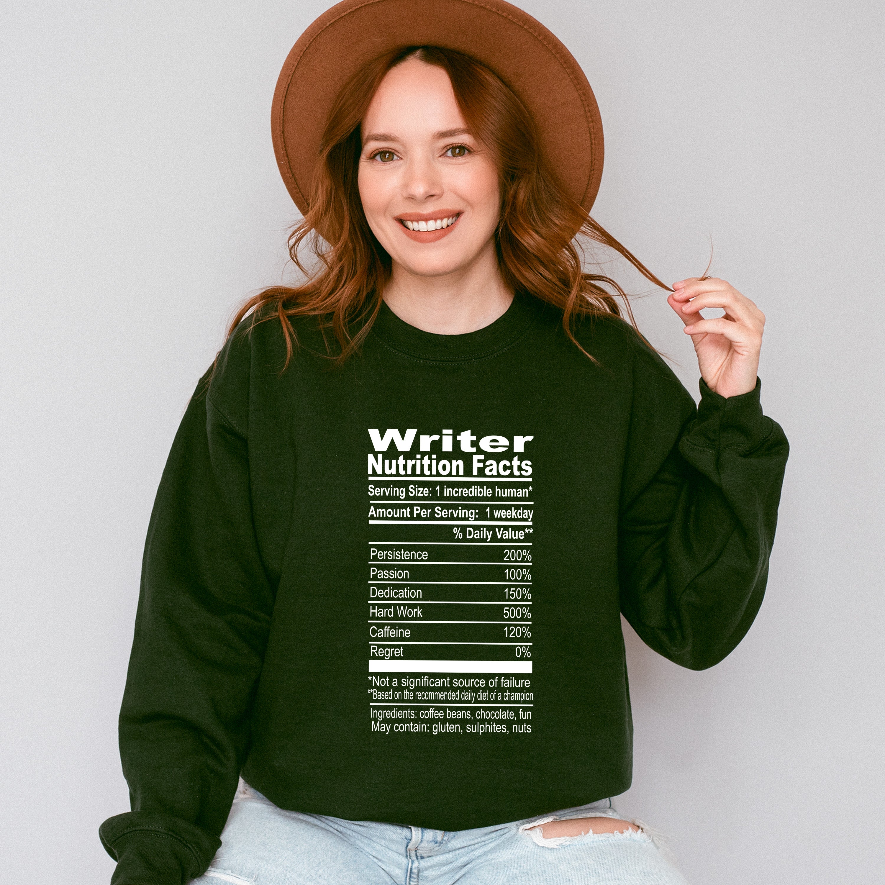 Writer Nutrition Facts - Writing Unisex Crewneck T-Shirt Sweatshirt Hoodie