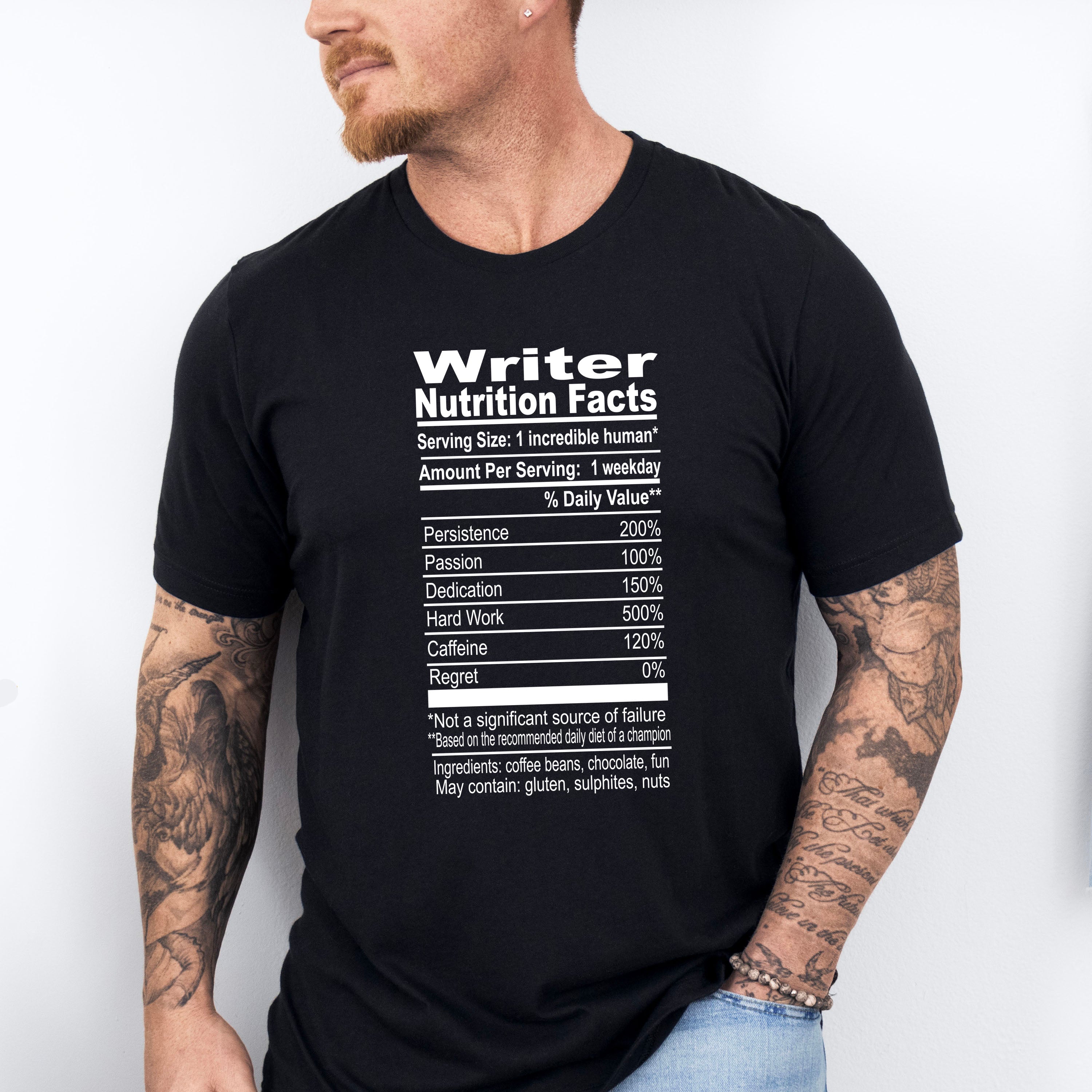Writer Nutrition Facts - Writing Unisex Crewneck T-Shirt Sweatshirt Hoodie