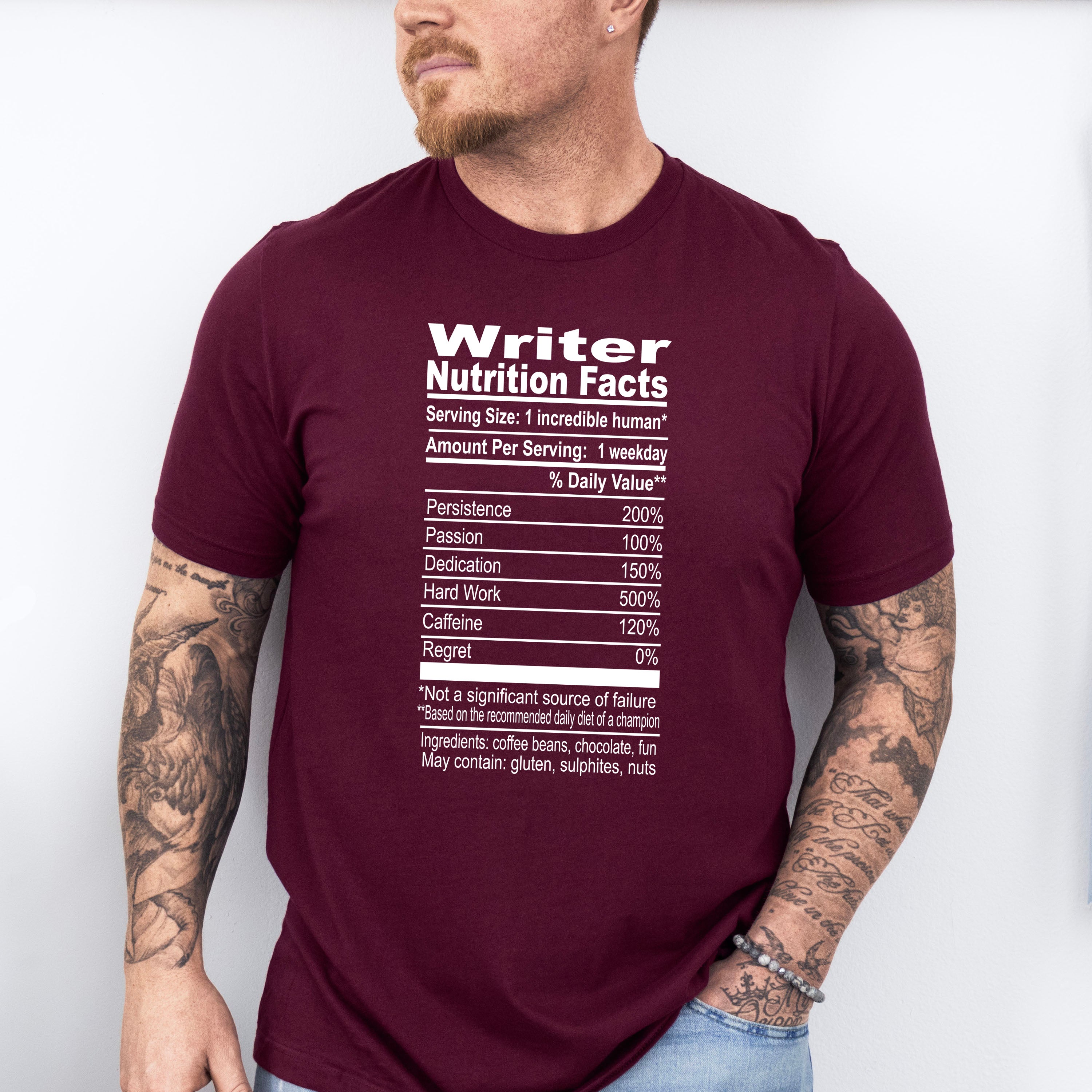 Writer Nutrition Facts - Writing Unisex Crewneck T-Shirt Sweatshirt Hoodie