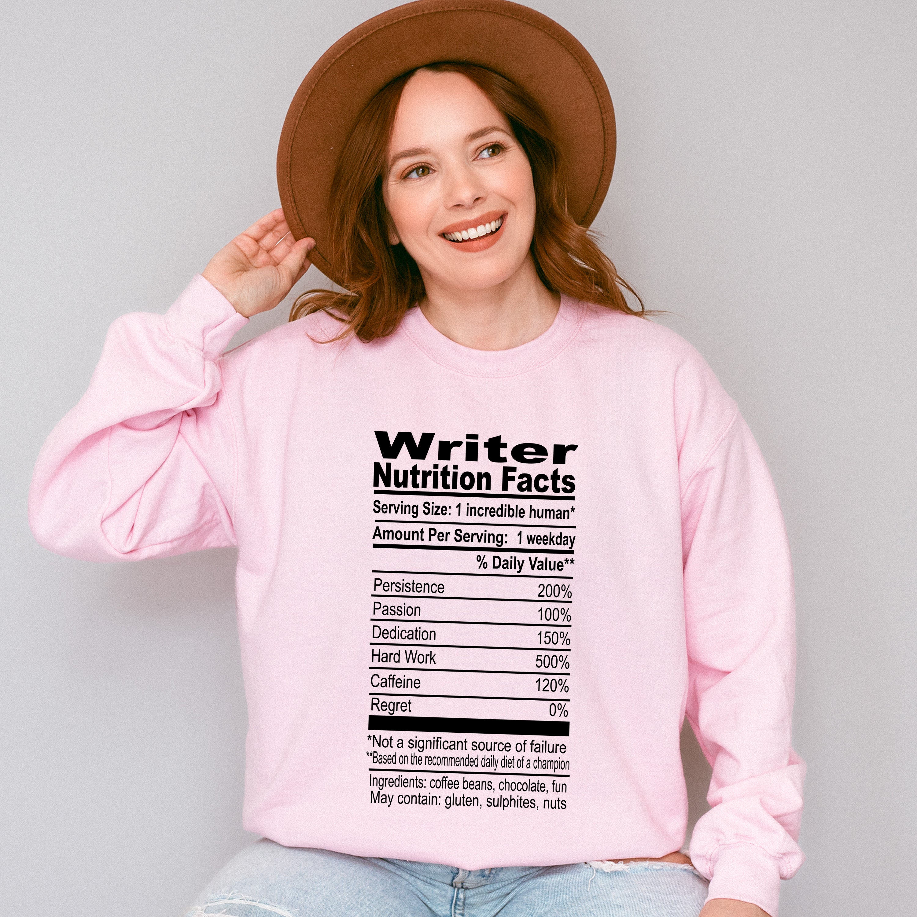Writer Nutrition Facts - Writing Unisex Crewneck T-Shirt Sweatshirt Hoodie
