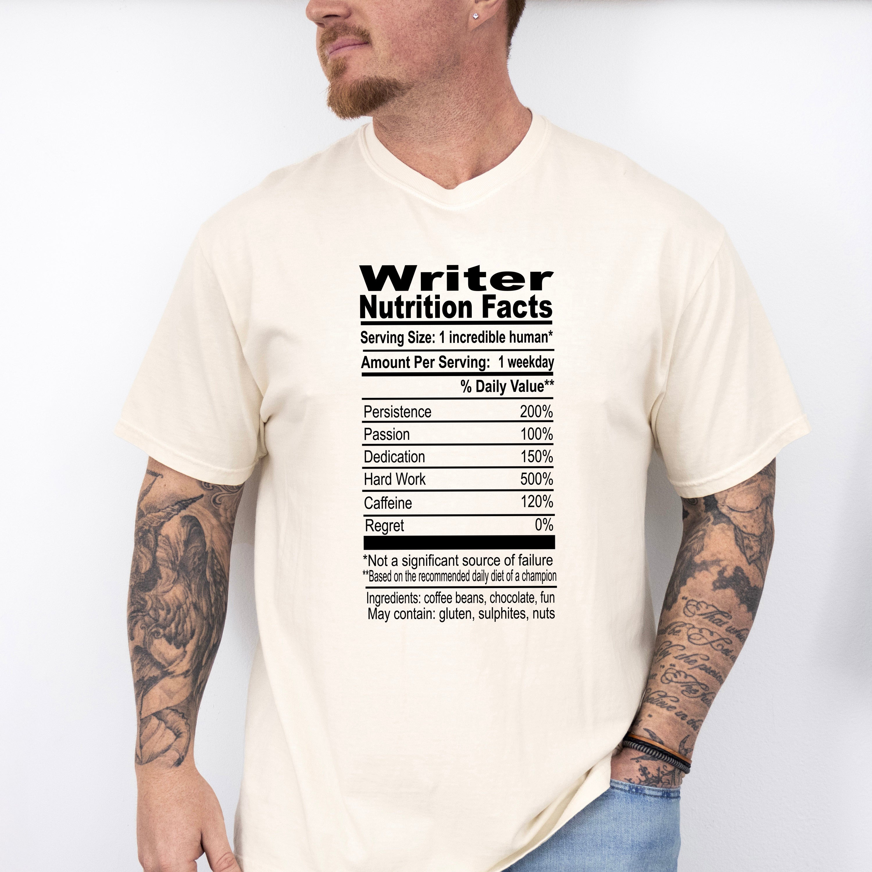 Writer Nutrition Facts - Writing Unisex Crewneck T-Shirt Sweatshirt Hoodie