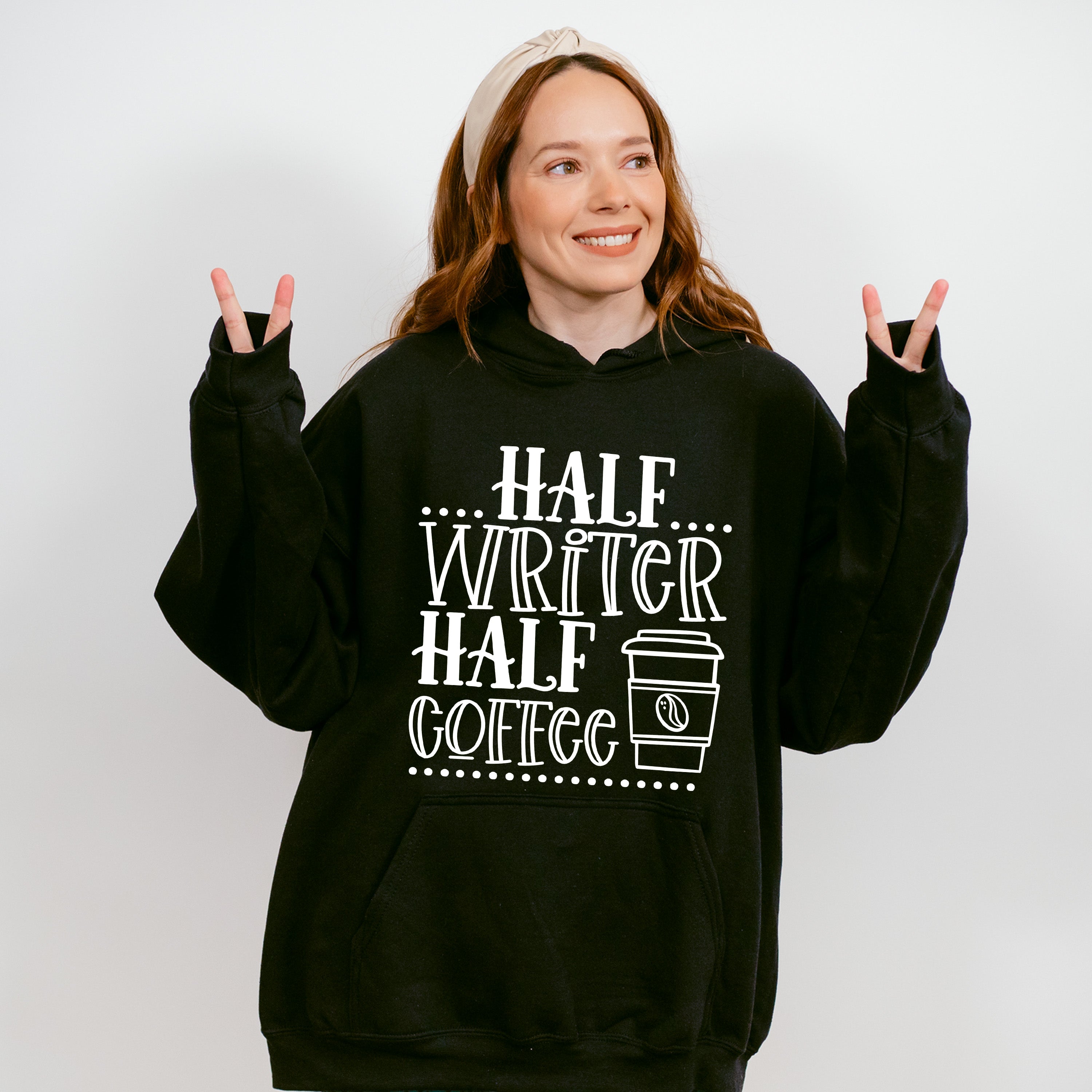 Half Writer Half Coffee - Writing Unisex Crewneck T-Shirt Sweatshirt Hoodie
