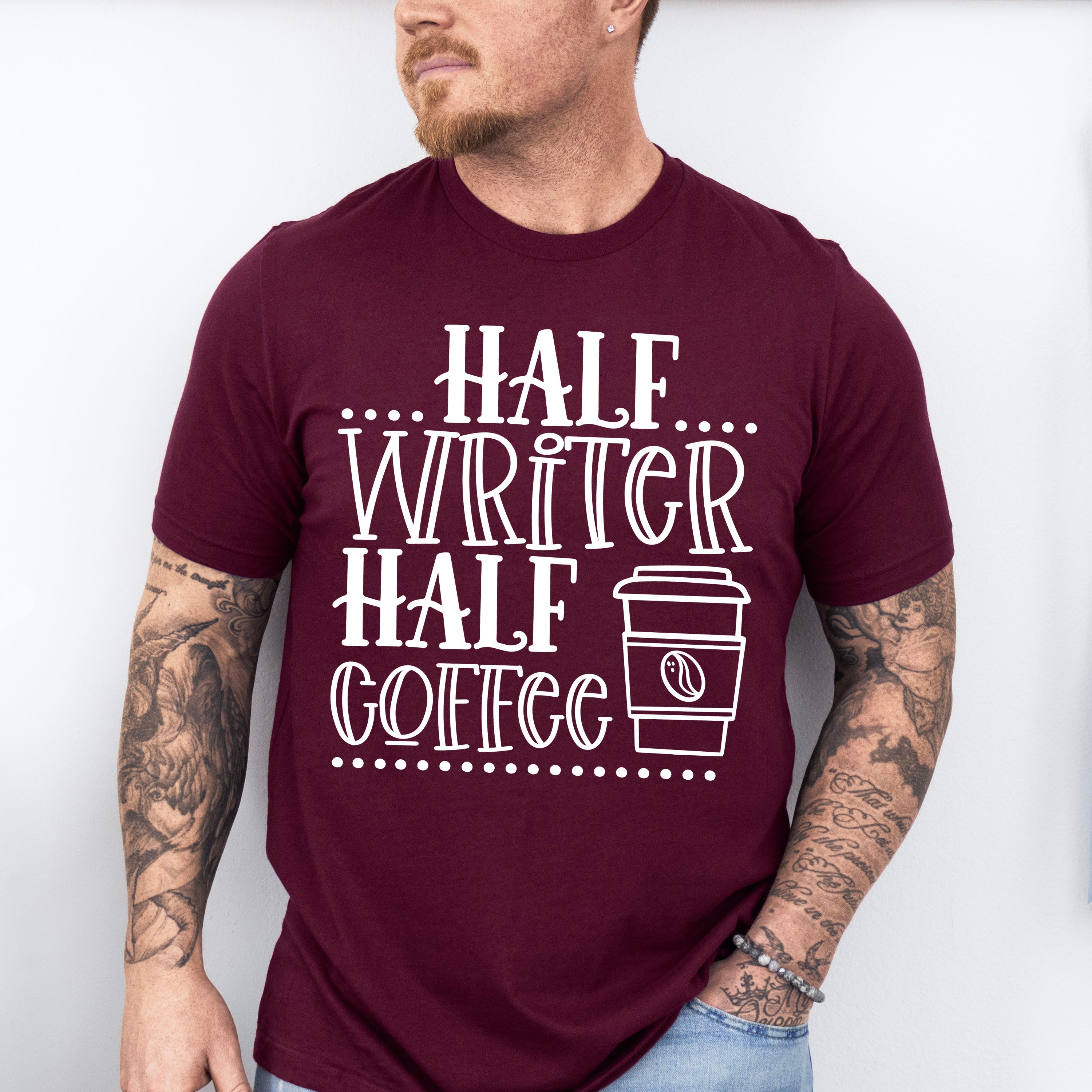 Half Writer Half Coffee - Writing Unisex Crewneck T-Shirt Sweatshirt Hoodie