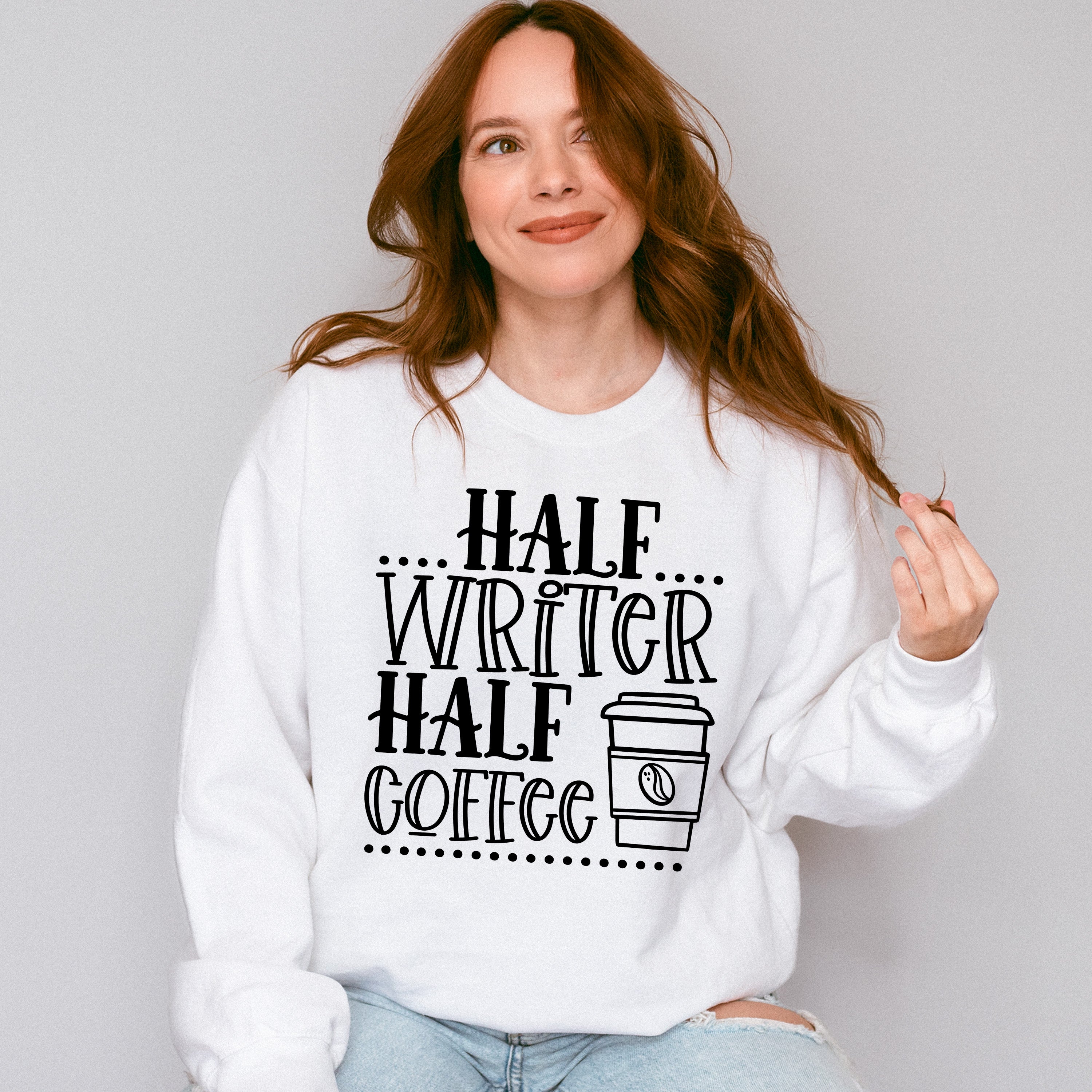 Half Writer Half Coffee - Writing Unisex Crewneck T-Shirt Sweatshirt Hoodie
