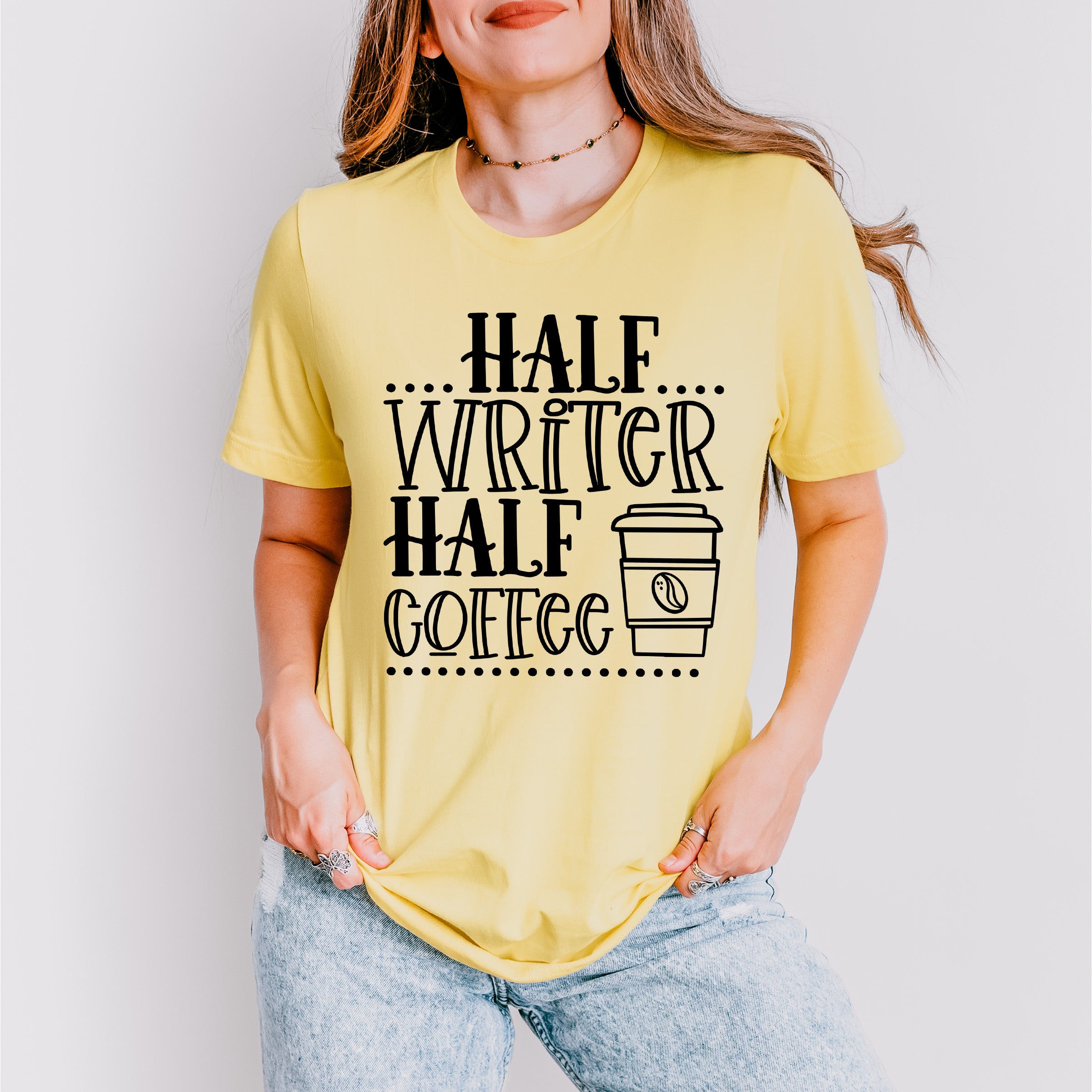 Half Writer Half Coffee - Writing Unisex Crewneck T-Shirt Sweatshirt Hoodie