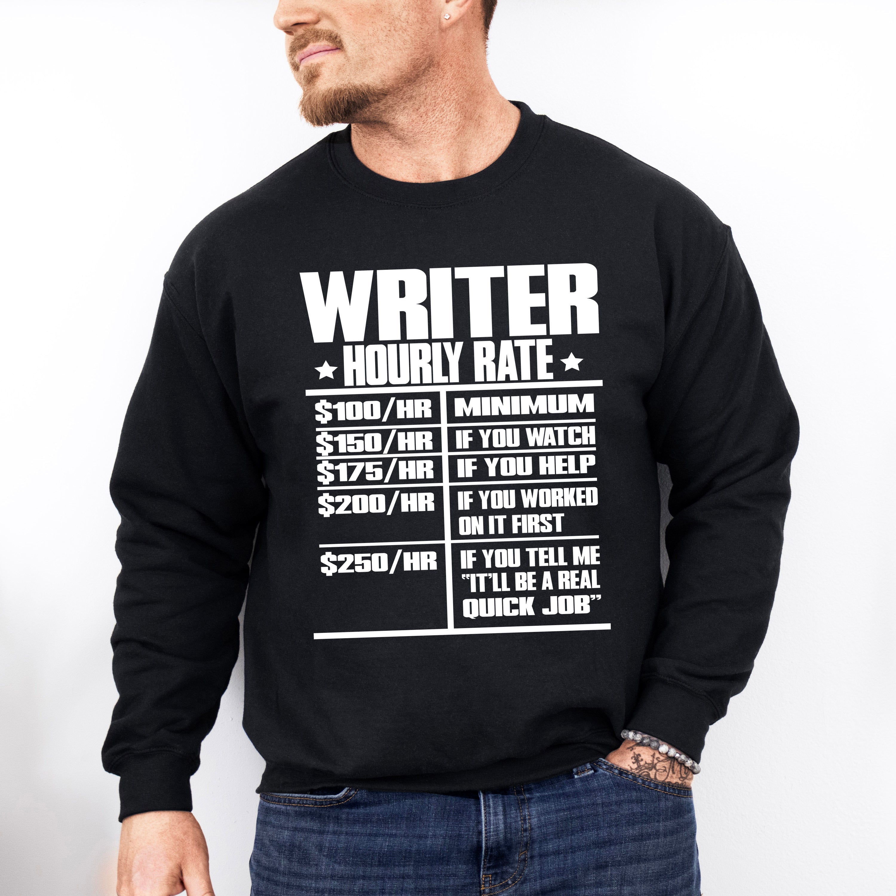 Writer Hourly Rate - Writing Unisex Crewneck T-Shirt Sweatshirt Hoodie