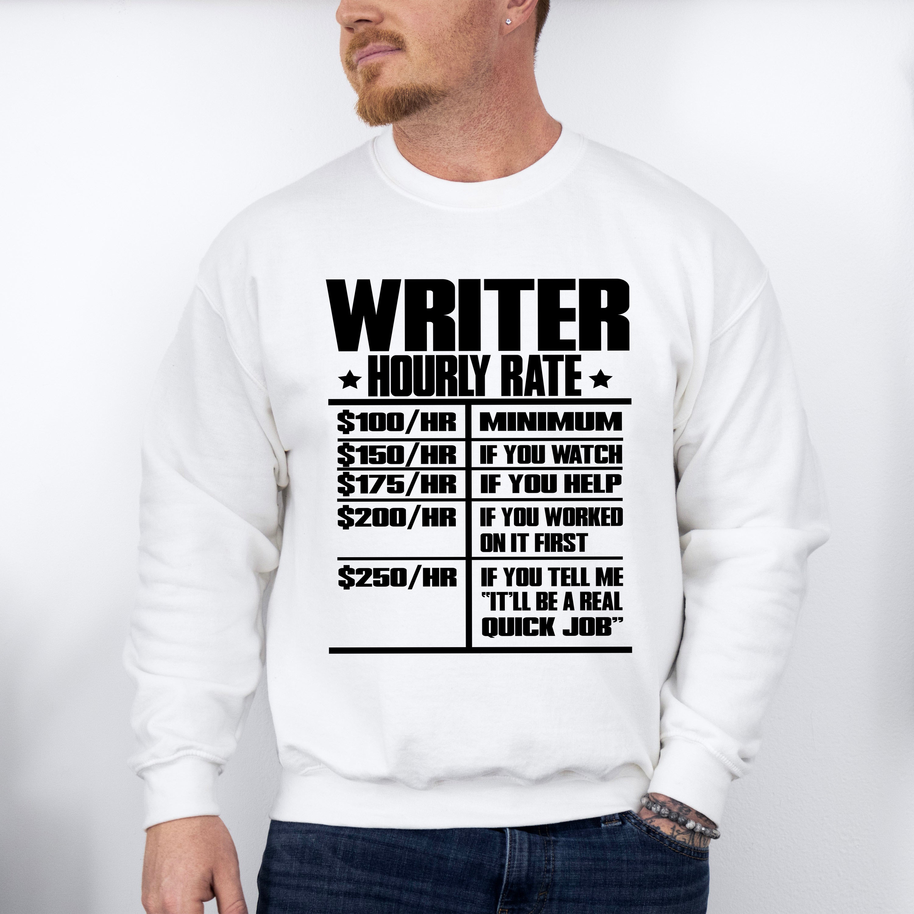 Writer Hourly Rate - Writing Unisex Crewneck T-Shirt Sweatshirt Hoodie