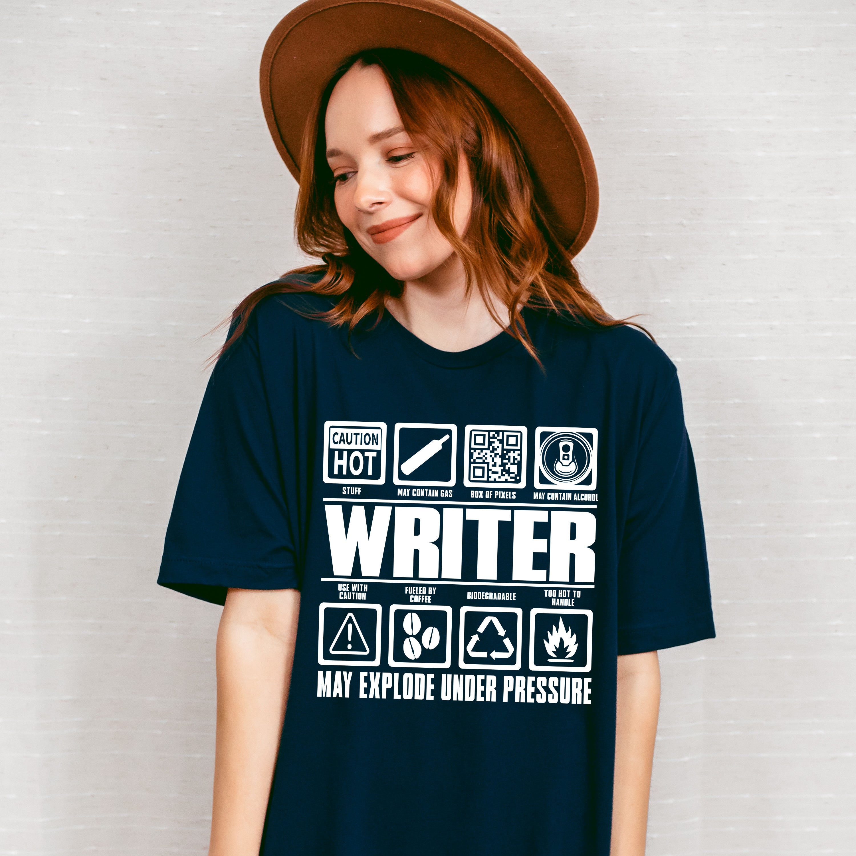 May Explode Under Pressure - Writing Unisex Crewneck T-Shirt Sweatshirt Hoodie