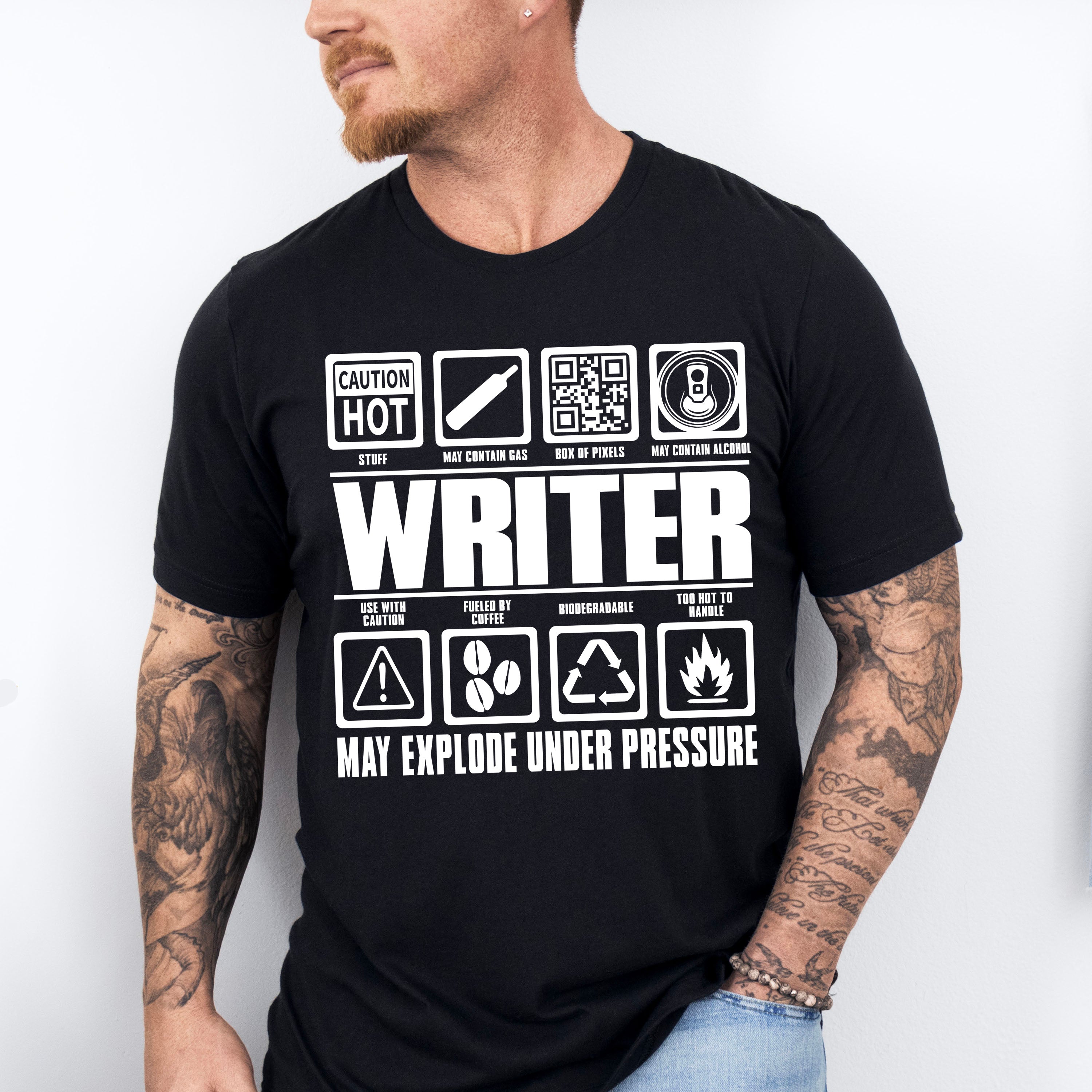 May Explode Under Pressure - Writing Unisex Crewneck T-Shirt Sweatshirt Hoodie