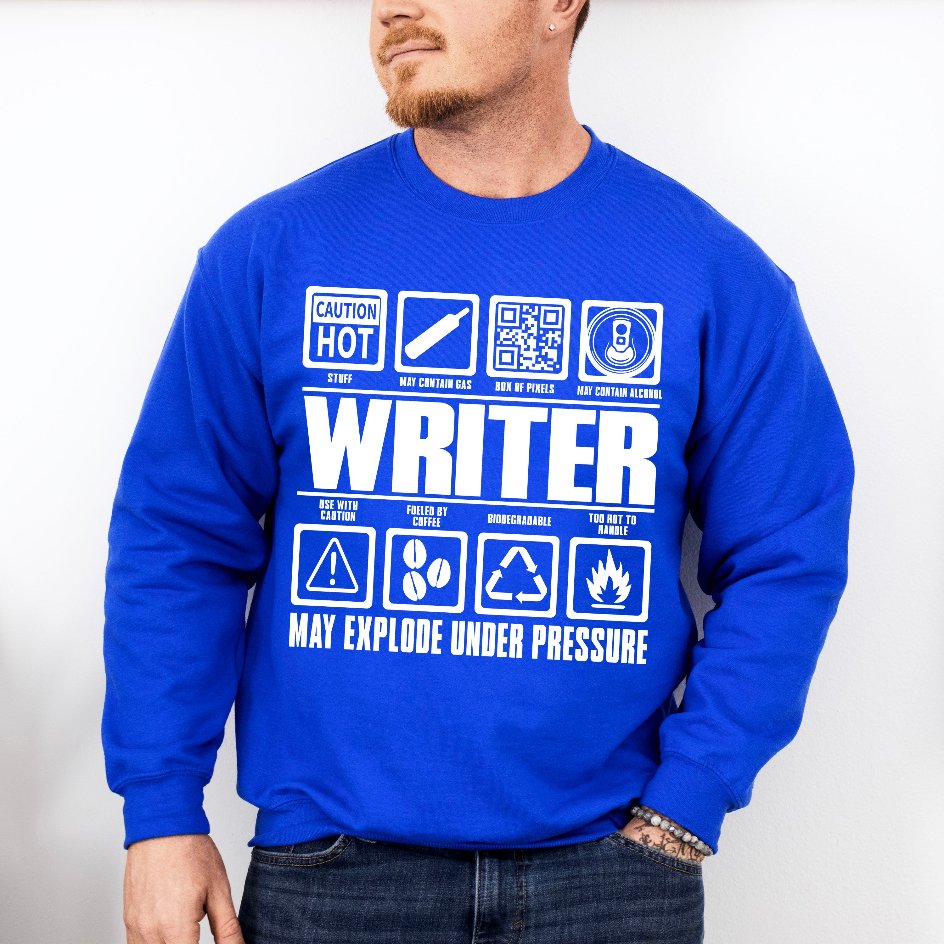 May Explode Under Pressure - Writing Unisex Crewneck T-Shirt Sweatshirt Hoodie