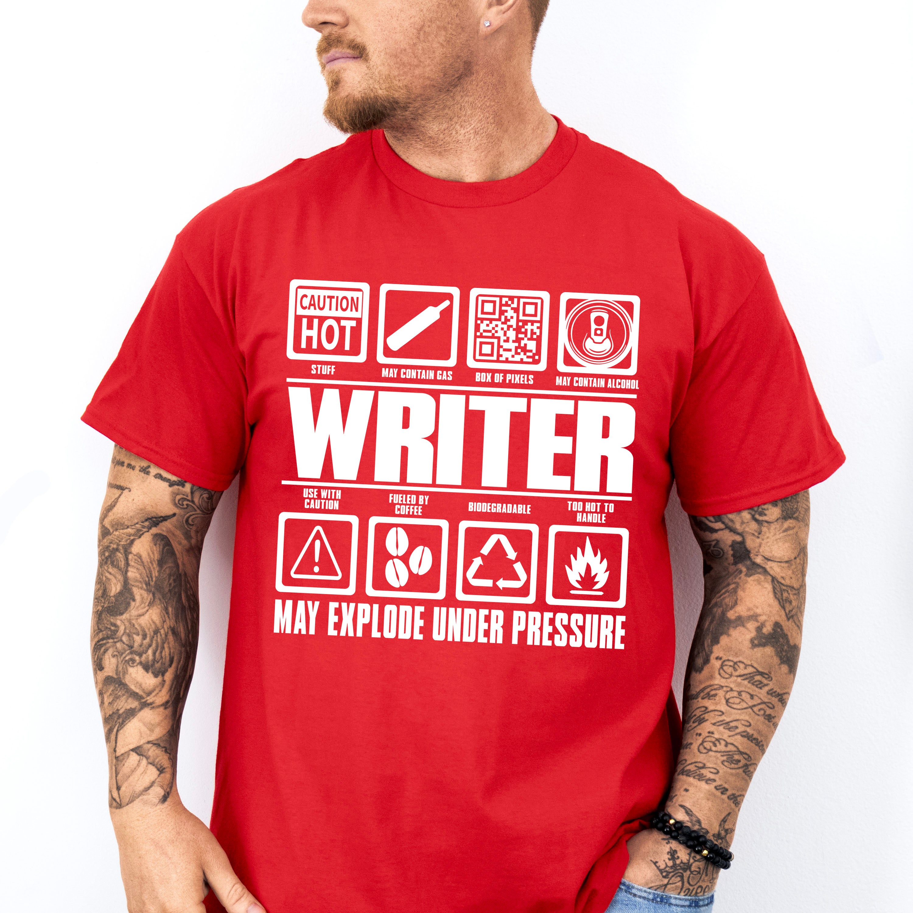 May Explode Under Pressure - Writing Unisex Crewneck T-Shirt Sweatshirt Hoodie