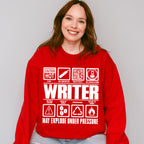 May Explode Under Pressure - Writing Unisex Crewneck T-Shirt Sweatshirt Hoodie