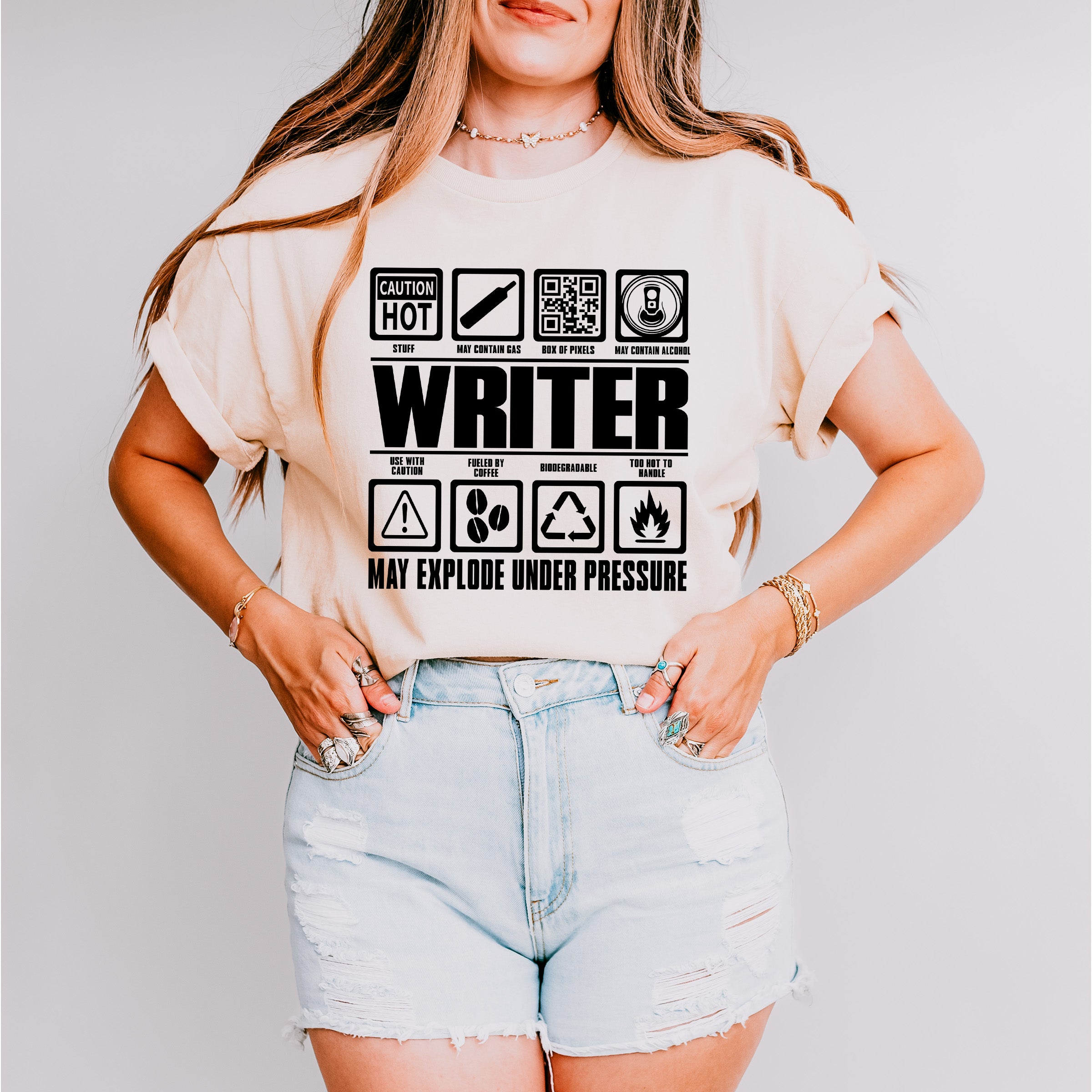 May Explode Under Pressure - Writing Unisex Crewneck T-Shirt Sweatshirt Hoodie