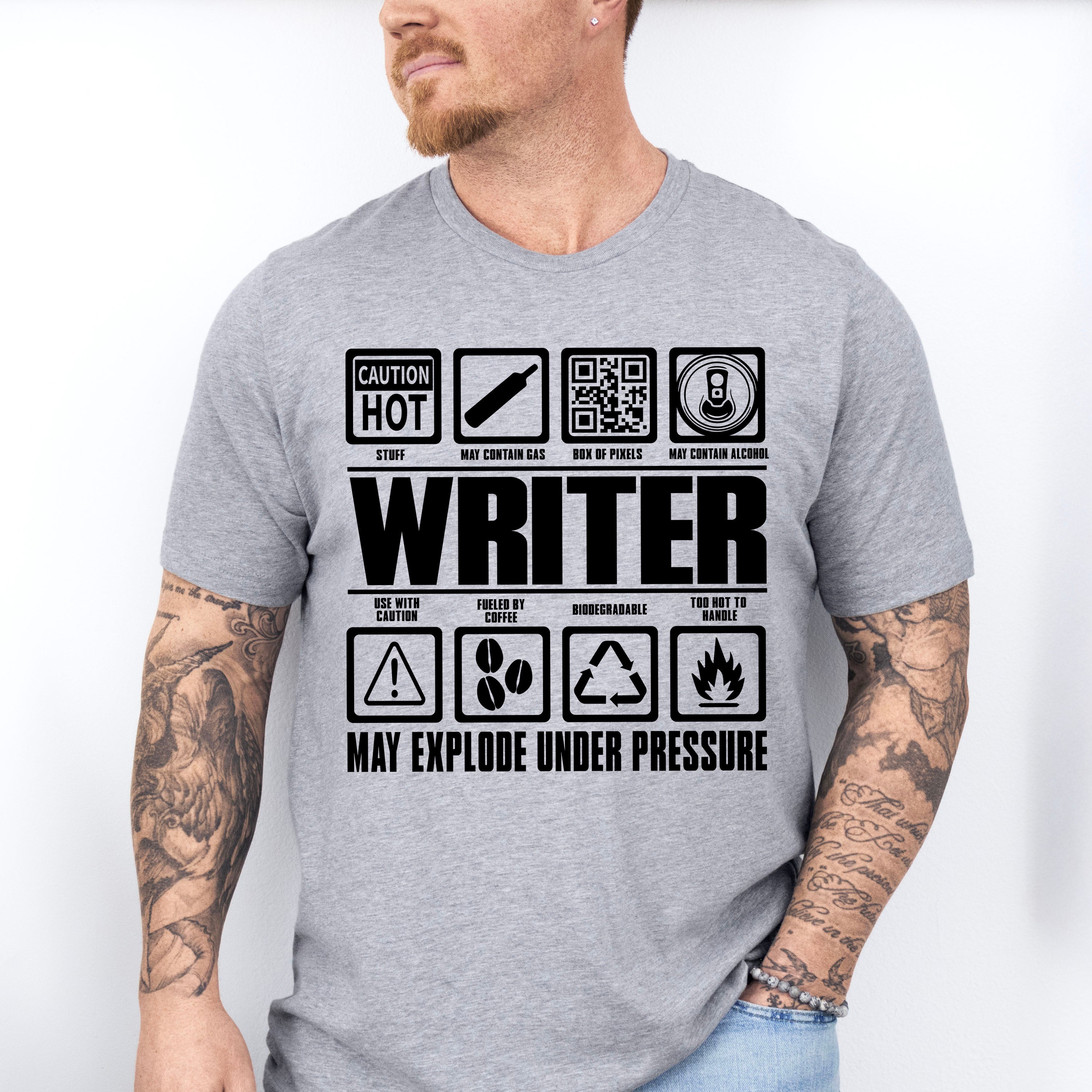 May Explode Under Pressure - Writing Unisex Crewneck T-Shirt Sweatshirt Hoodie