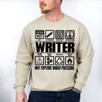 May Explode Under Pressure - Writing Unisex Crewneck T-Shirt Sweatshirt Hoodie