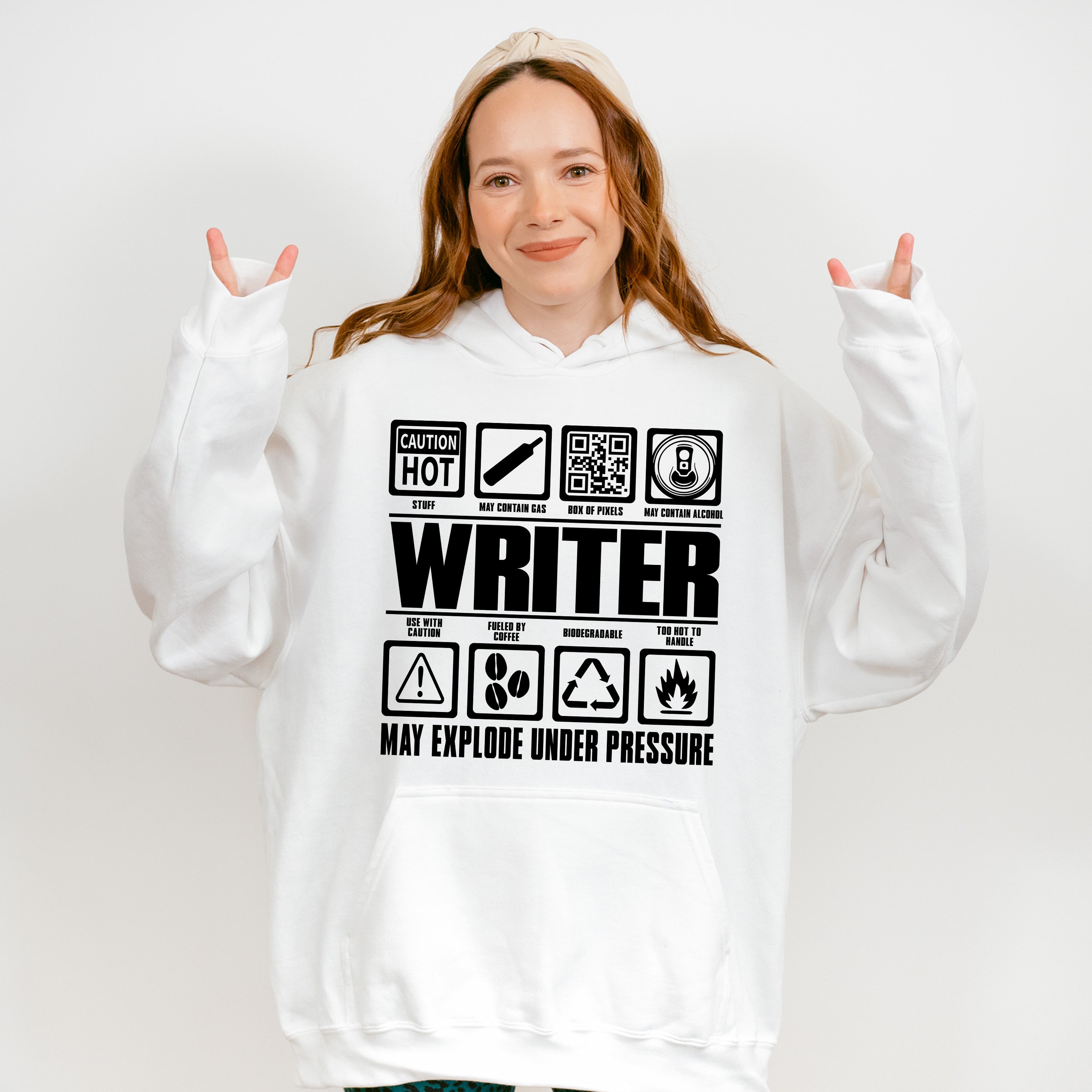 May Explode Under Pressure - Writing Unisex Crewneck T-Shirt Sweatshirt Hoodie