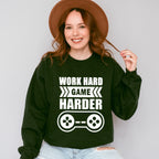 Work Hard Game Harder - Video Games Unisex Crewneck T-Shirt Sweatshirt Hoodie