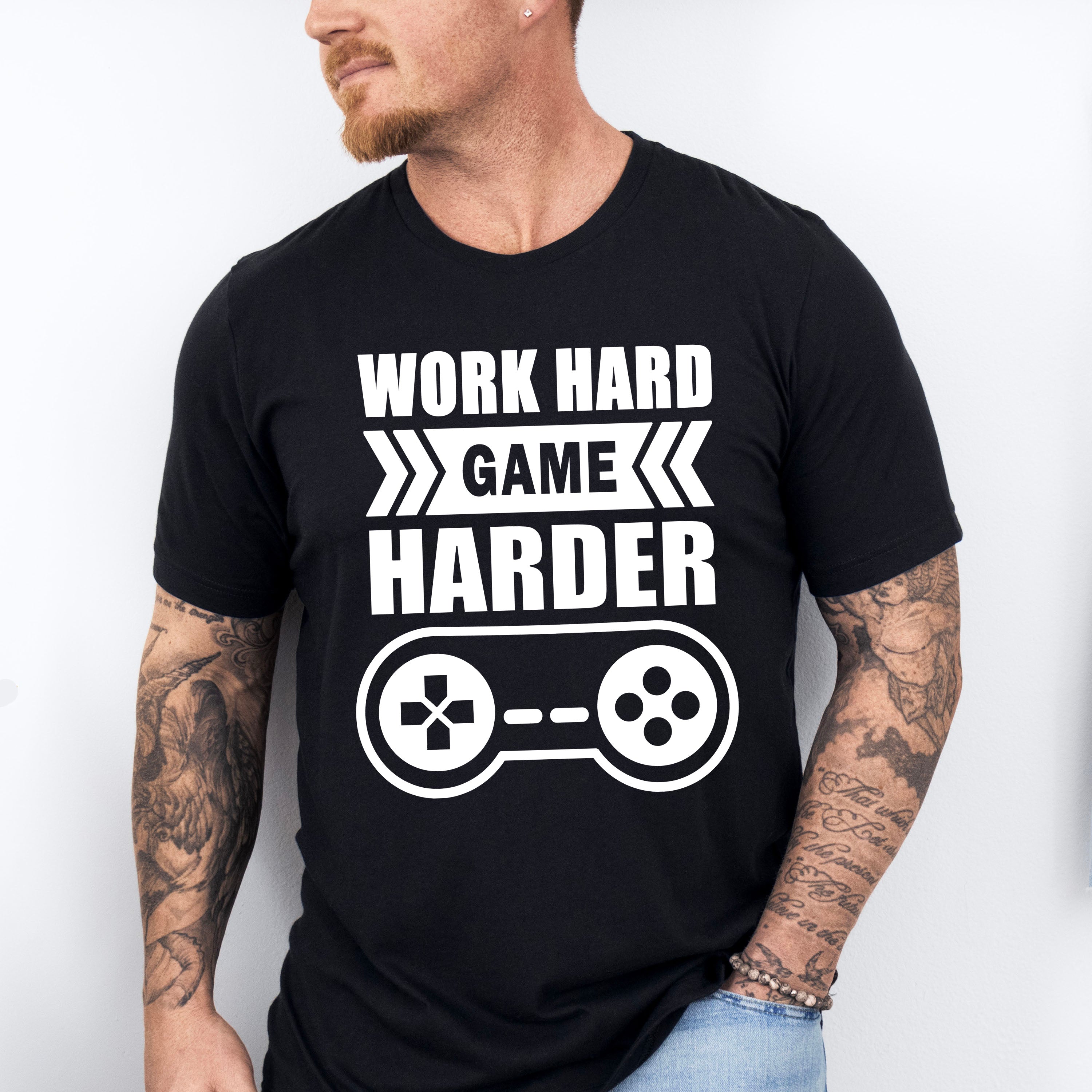 Work Hard Game Harder - Video Games Unisex Crewneck T-Shirt Sweatshirt Hoodie