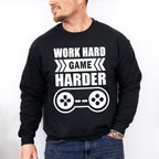 Work Hard Game Harder - Video Games Unisex Crewneck T-Shirt Sweatshirt Hoodie