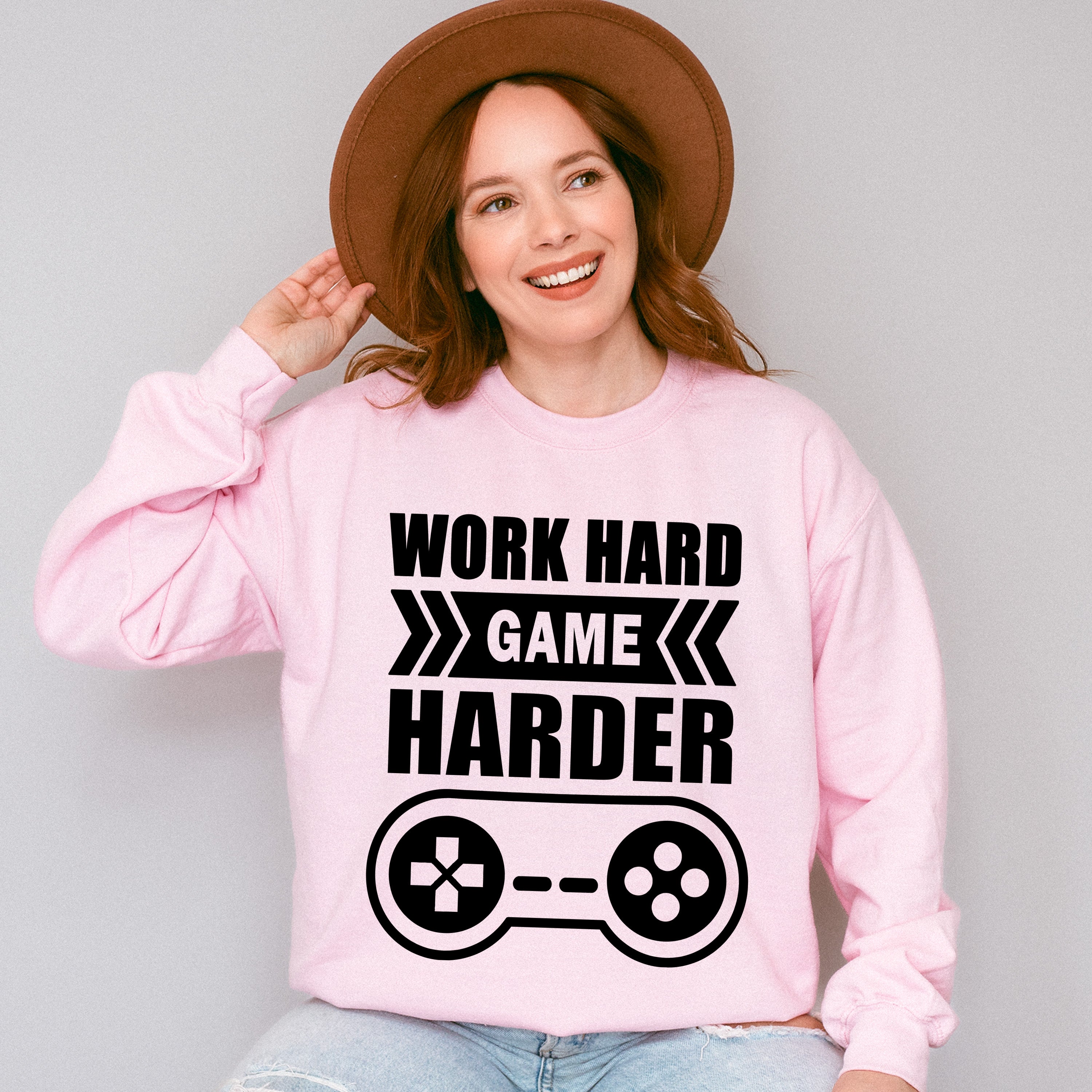 Work Hard Game Harder - Video Games Unisex Crewneck T-Shirt Sweatshirt Hoodie