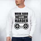 Work Hard Game Harder - Video Games Unisex Crewneck T-Shirt Sweatshirt Hoodie