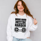 Work Hard Game Harder - Video Games Unisex Crewneck T-Shirt Sweatshirt Hoodie