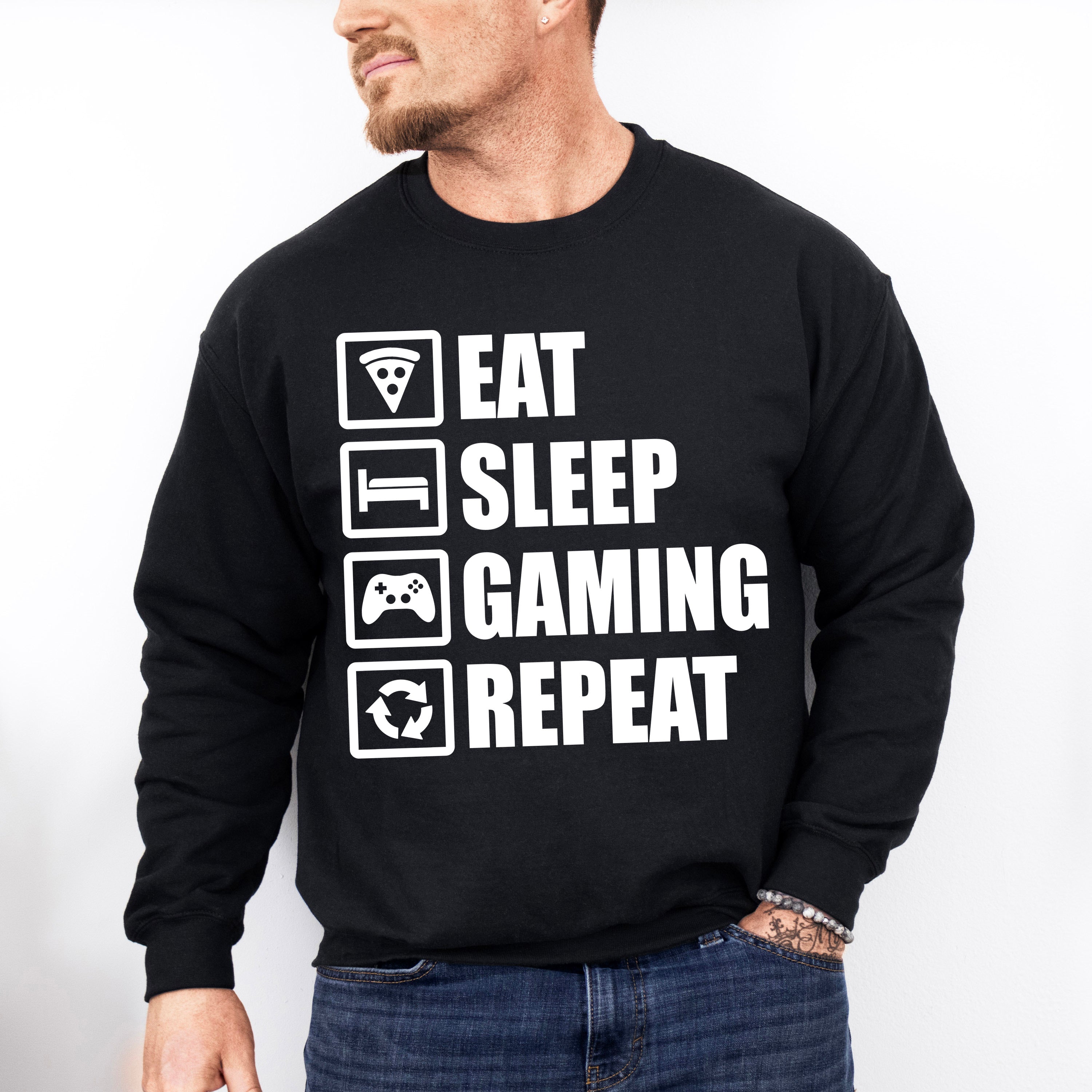 Eat Sleep Gaming Repeat - Video Games Unisex Crewneck T-Shirt Sweatshirt Hoodie