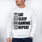 Eat Sleep Gaming Repeat - Video Games Unisex Crewneck T-Shirt Sweatshirt Hoodie
