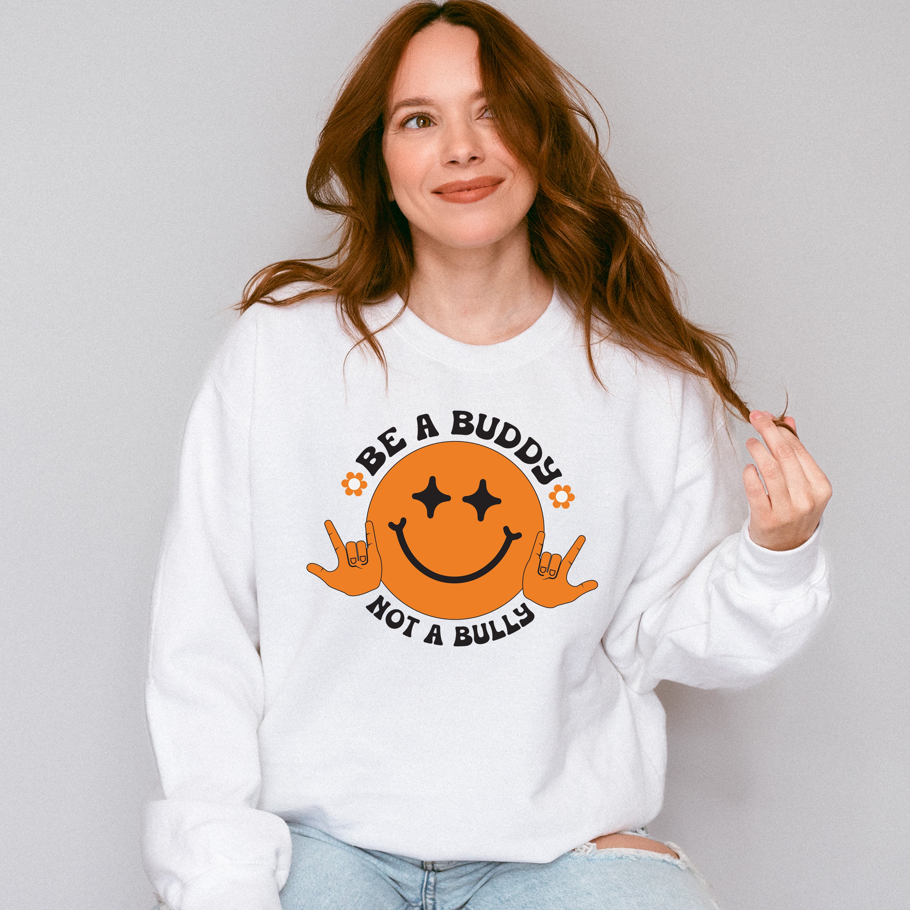 Be A Buddy Not A Bully Smiley Design - Anti Bullying Unisex Crewneck T-Shirt Sweatshirt Hoodie