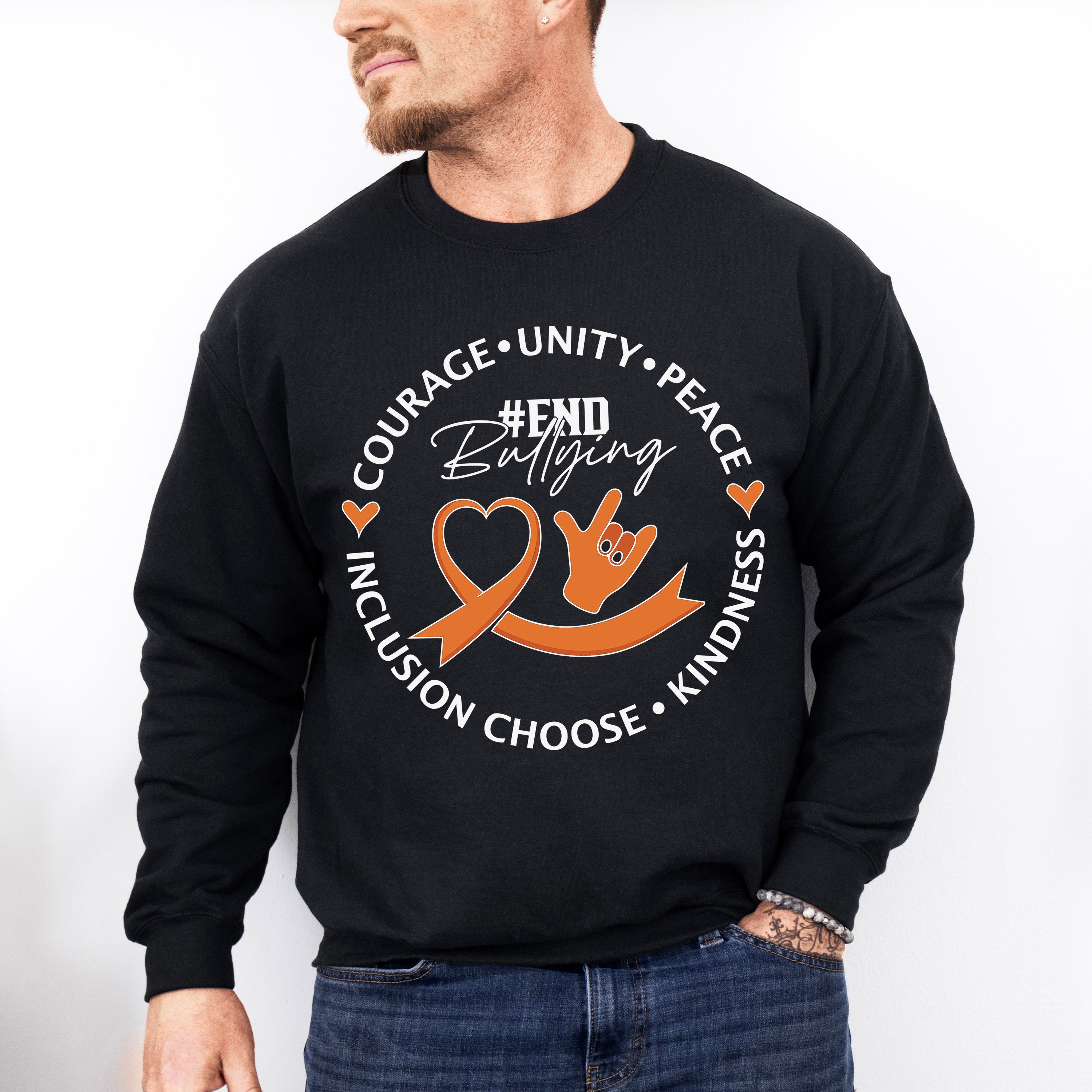 End Bullying Heart Design - Anti Bullying Unisex Crewneck T-Shirt Sweatshirt Hoodie