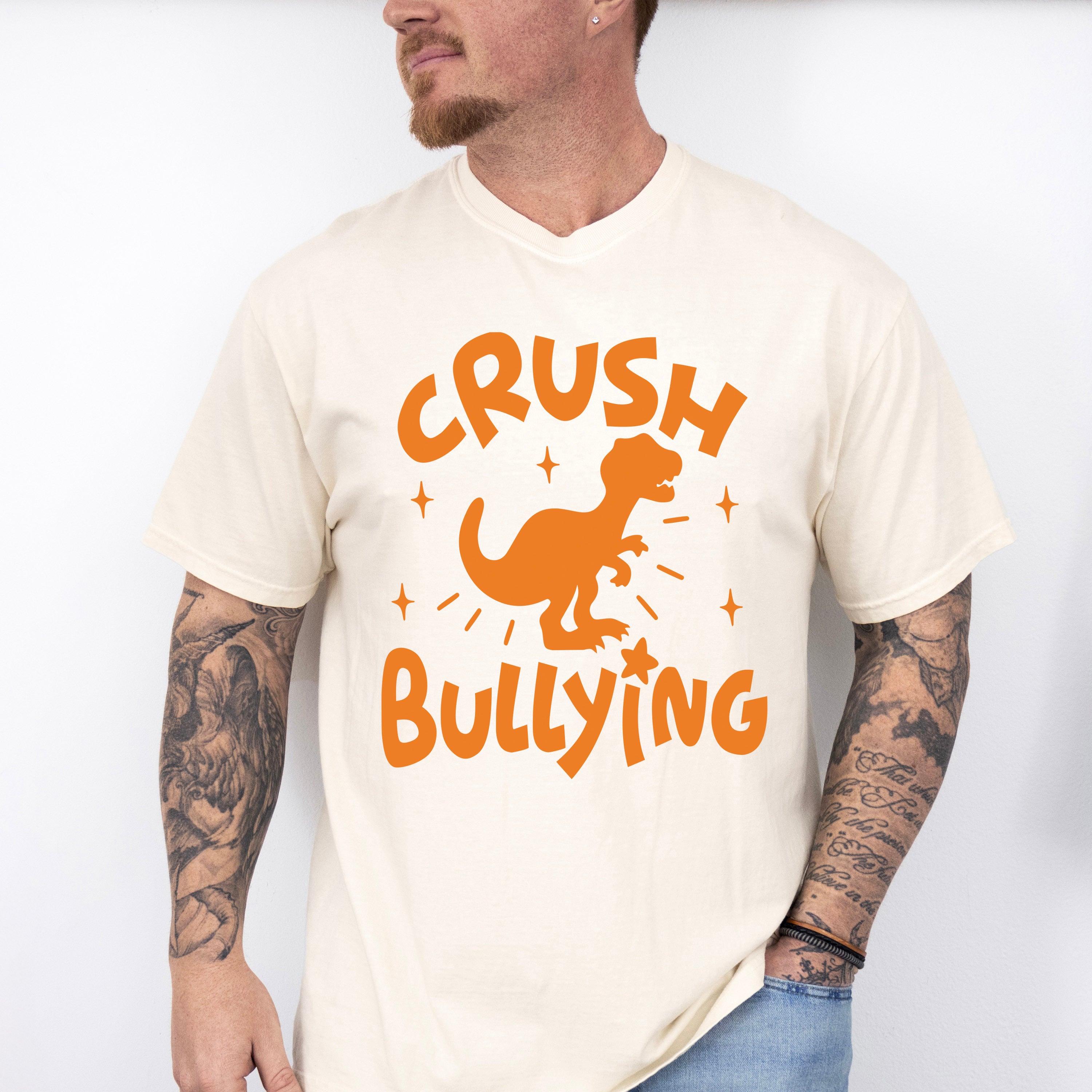 Crush Bullying Dinosaur Design - Anti Bullying Unisex Crewneck T-Shirt Sweatshirt Hoodie