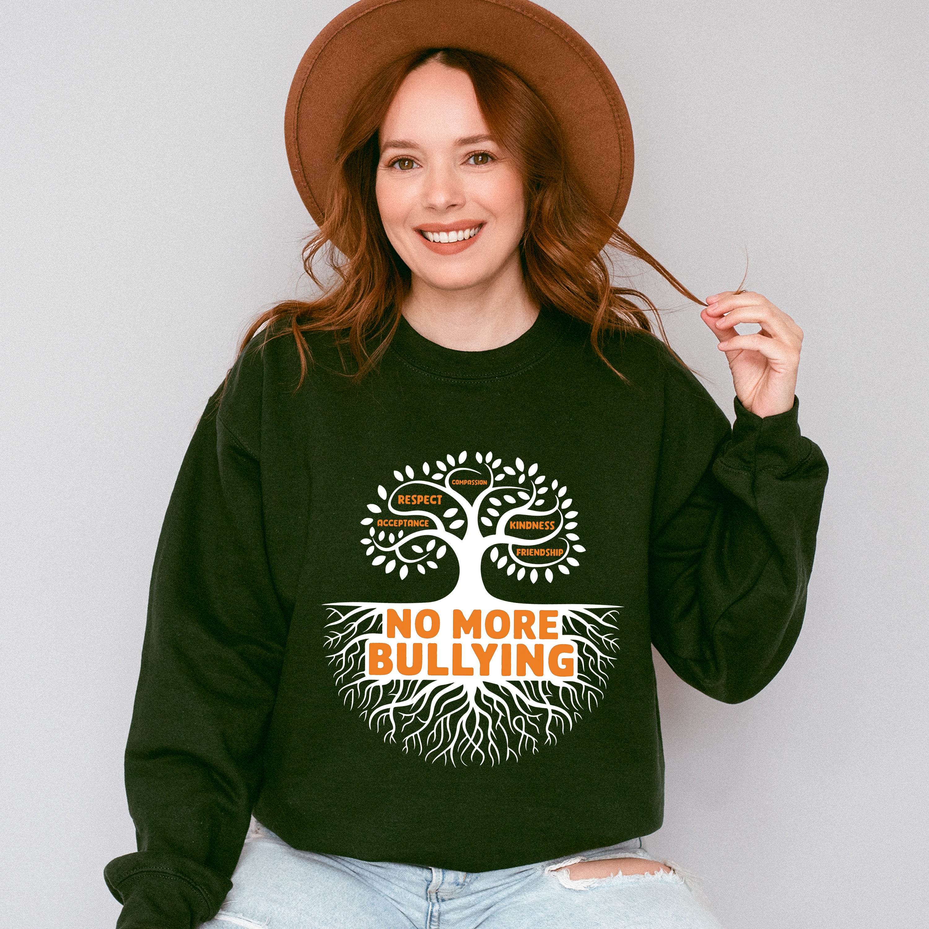 No More Bullying Tree Design - Anti Bullying Unisex Crewneck T-Shirt Sweatshirt Hoodie