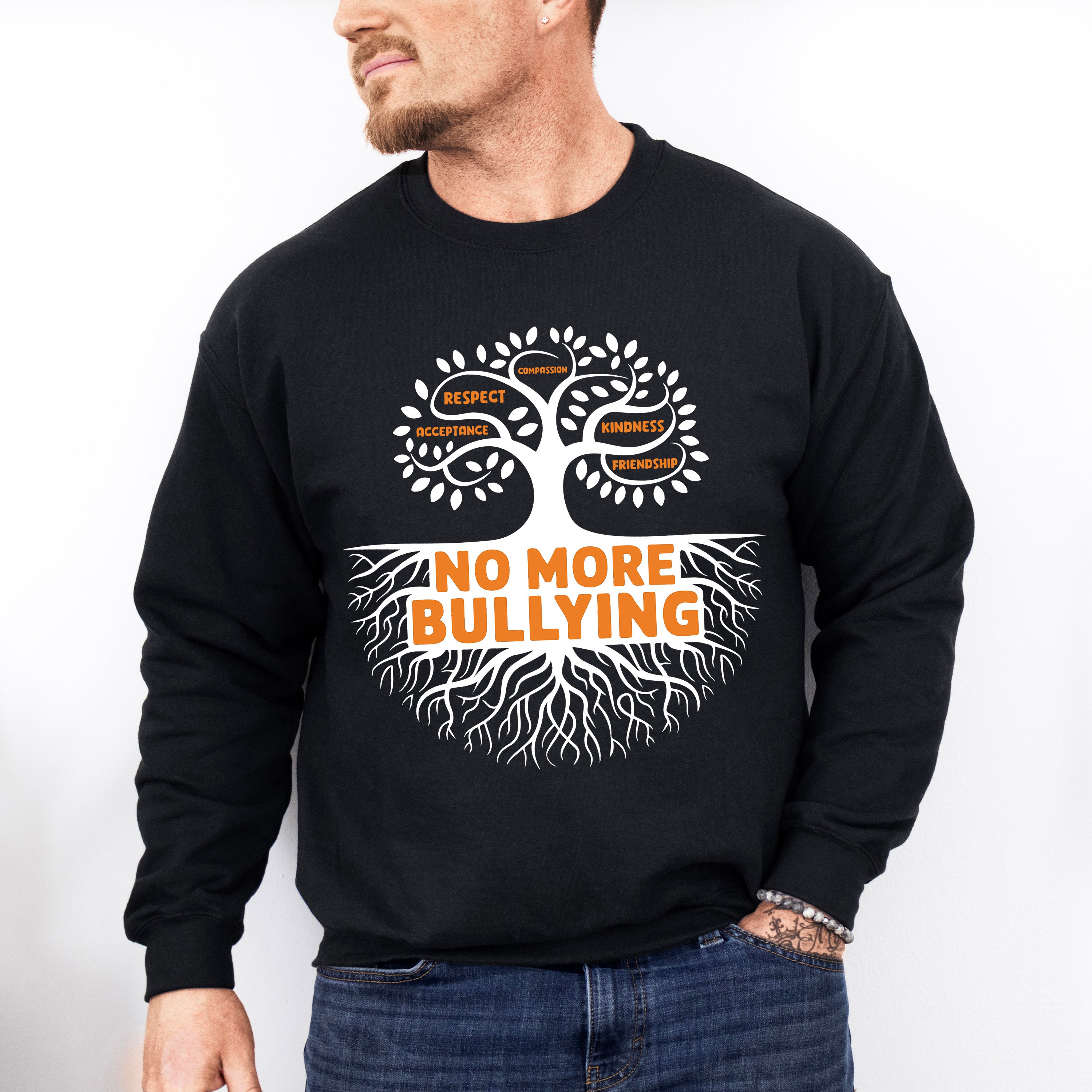 No More Bullying Tree Design - Anti Bullying Unisex Crewneck T-Shirt Sweatshirt Hoodie