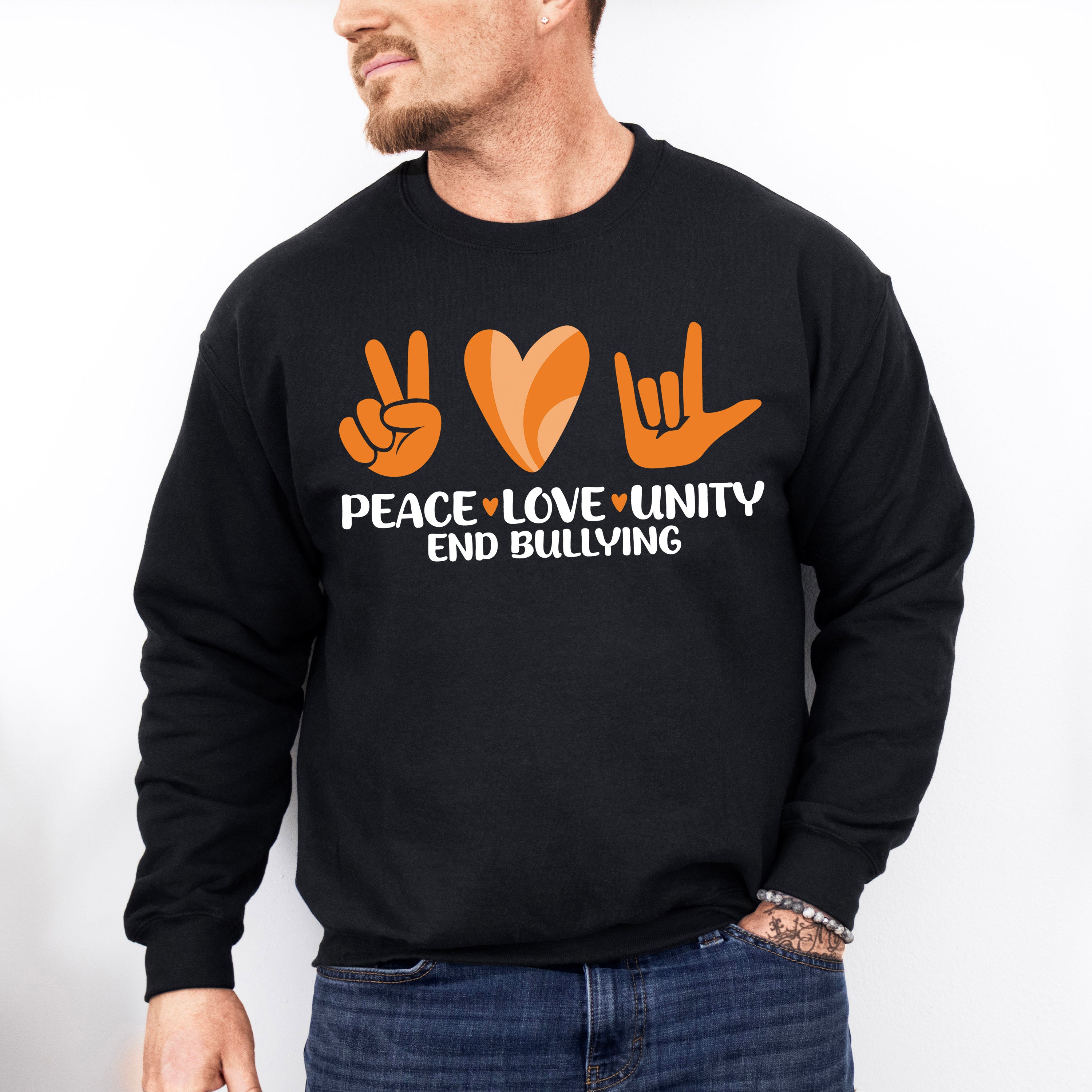 Peace Love Unity Heart Design - Anti Bullying Unisex Crewneck T-Shirt Sweatshirt Hoodie