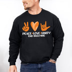 Peace Love Unity Heart Design - Anti Bullying Unisex Crewneck T-Shirt Sweatshirt Hoodie