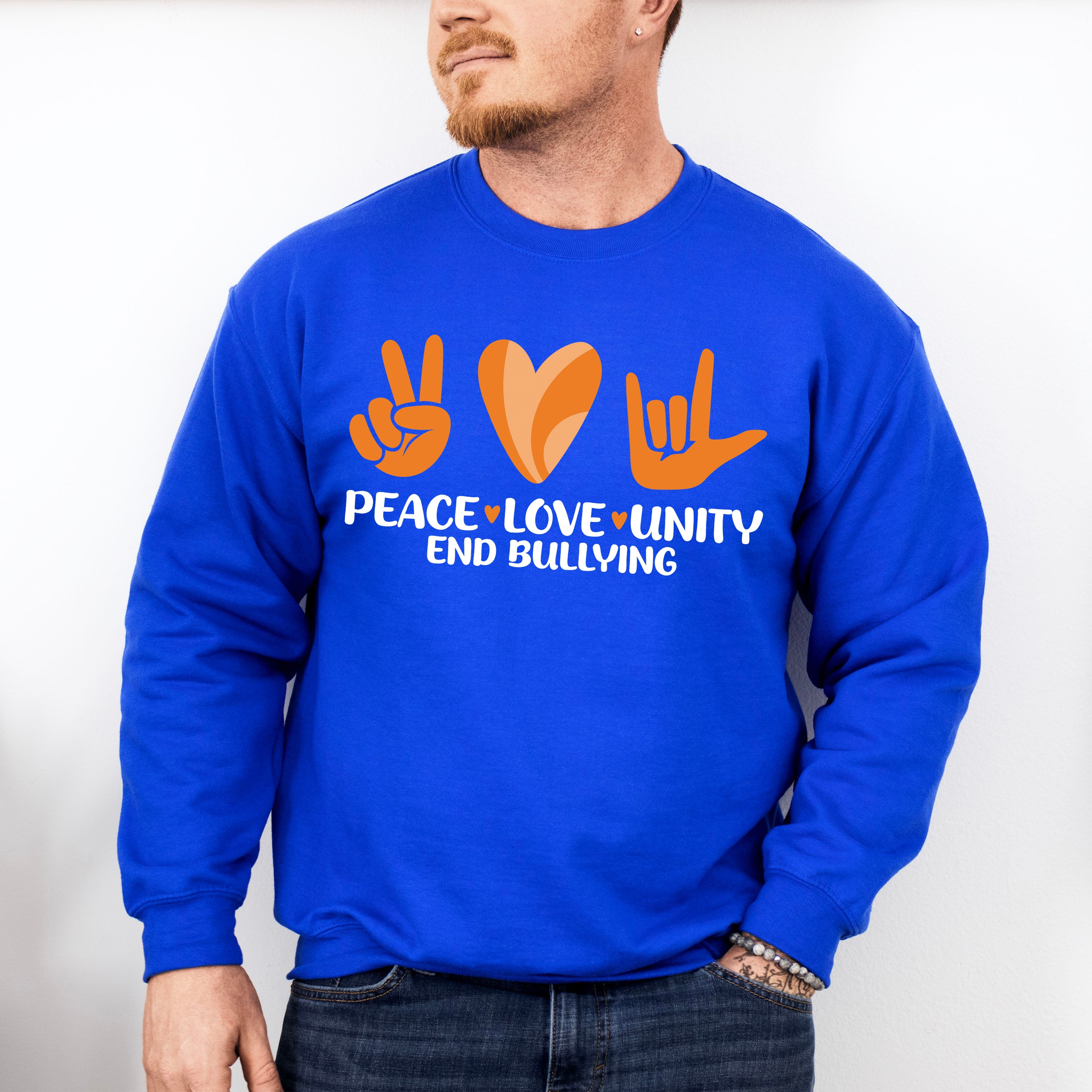 Peace Love Unity Heart Design - Anti Bullying Unisex Crewneck T-Shirt Sweatshirt Hoodie