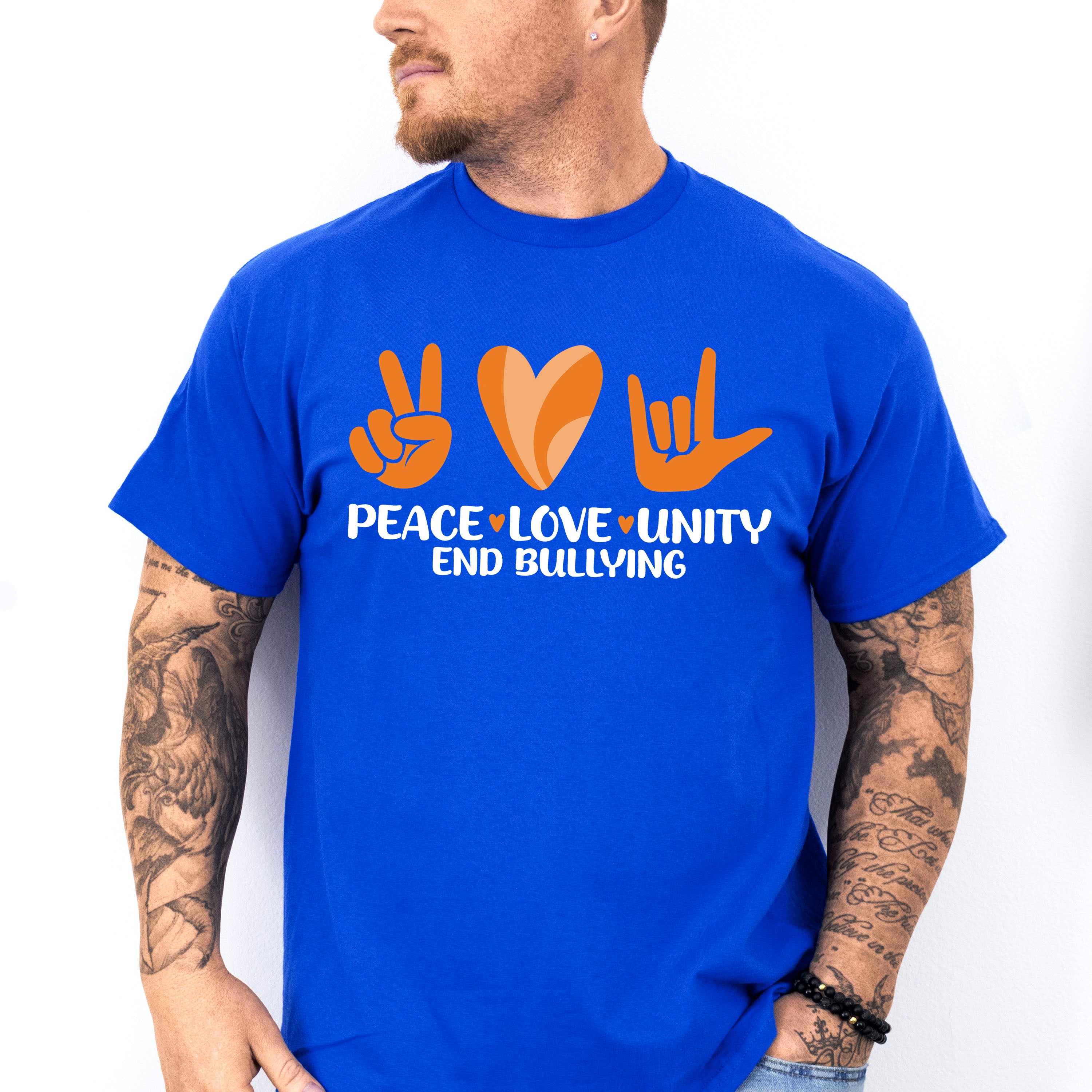 Peace Love Unity Heart Design - Anti Bullying Unisex Crewneck T-Shirt Sweatshirt Hoodie