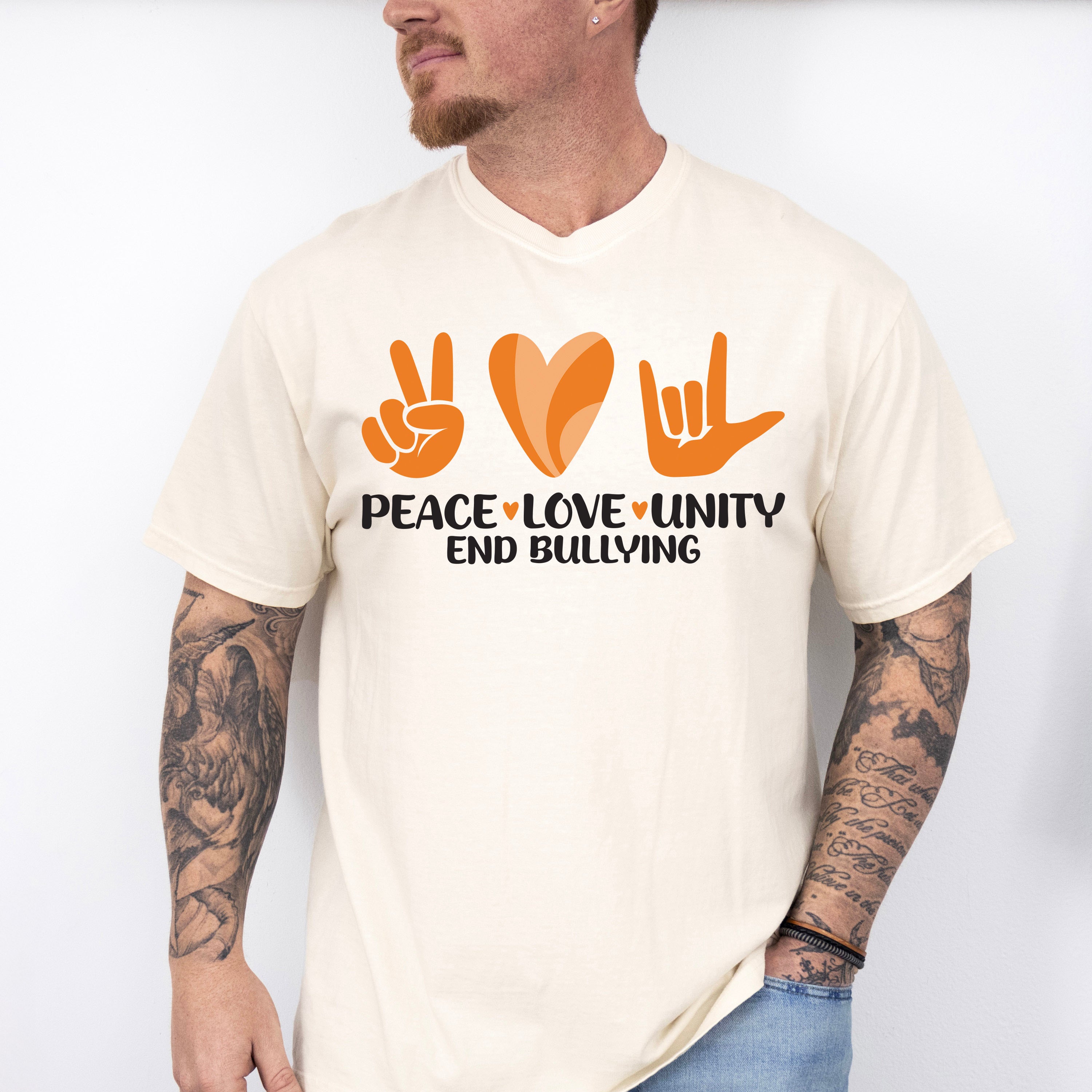 Peace Love Unity Heart Design - Anti Bullying Unisex Crewneck T-Shirt Sweatshirt Hoodie