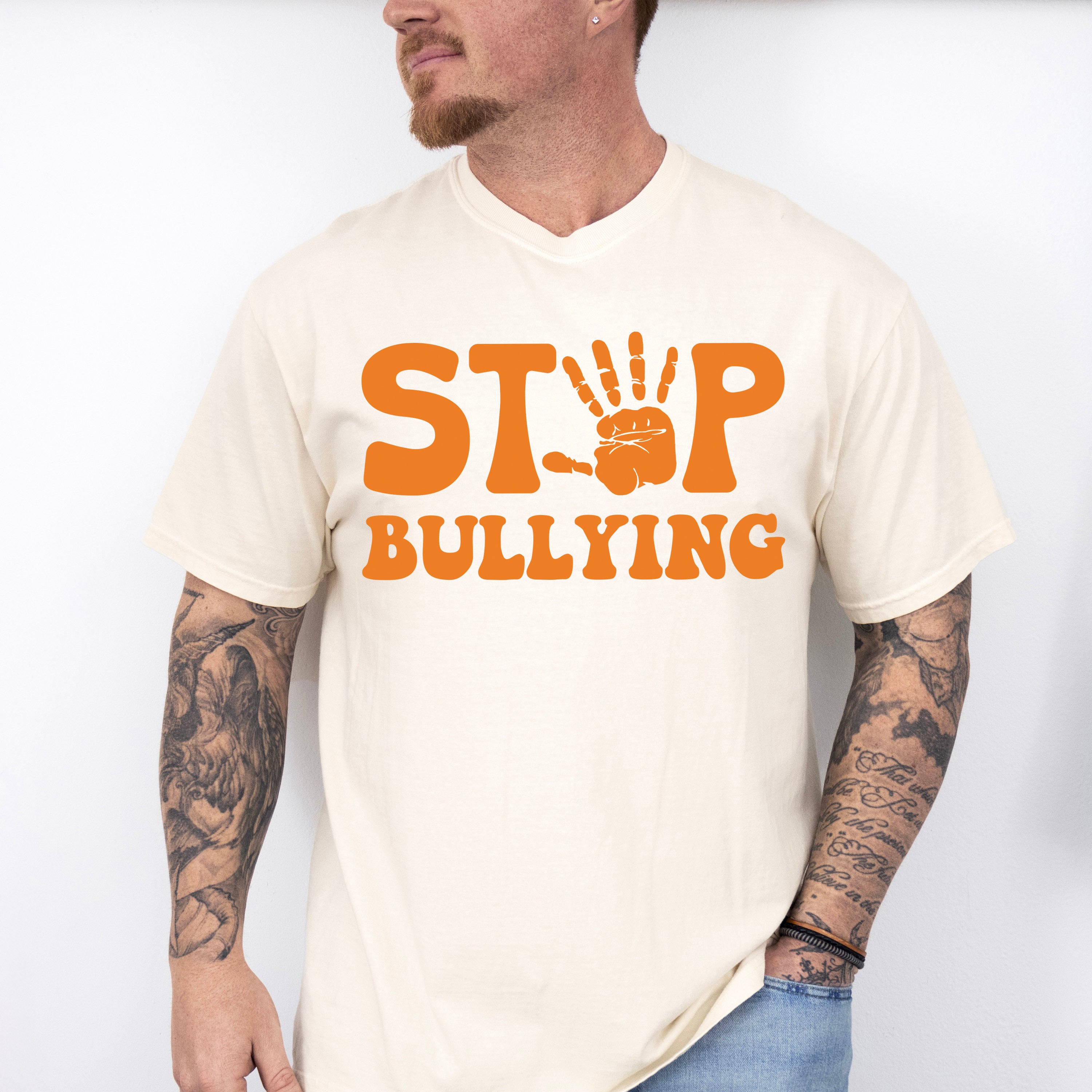 Stop Bullying Hand Design - Anti Bullying Unisex Crewneck T-Shirt Sweatshirt Hoodie