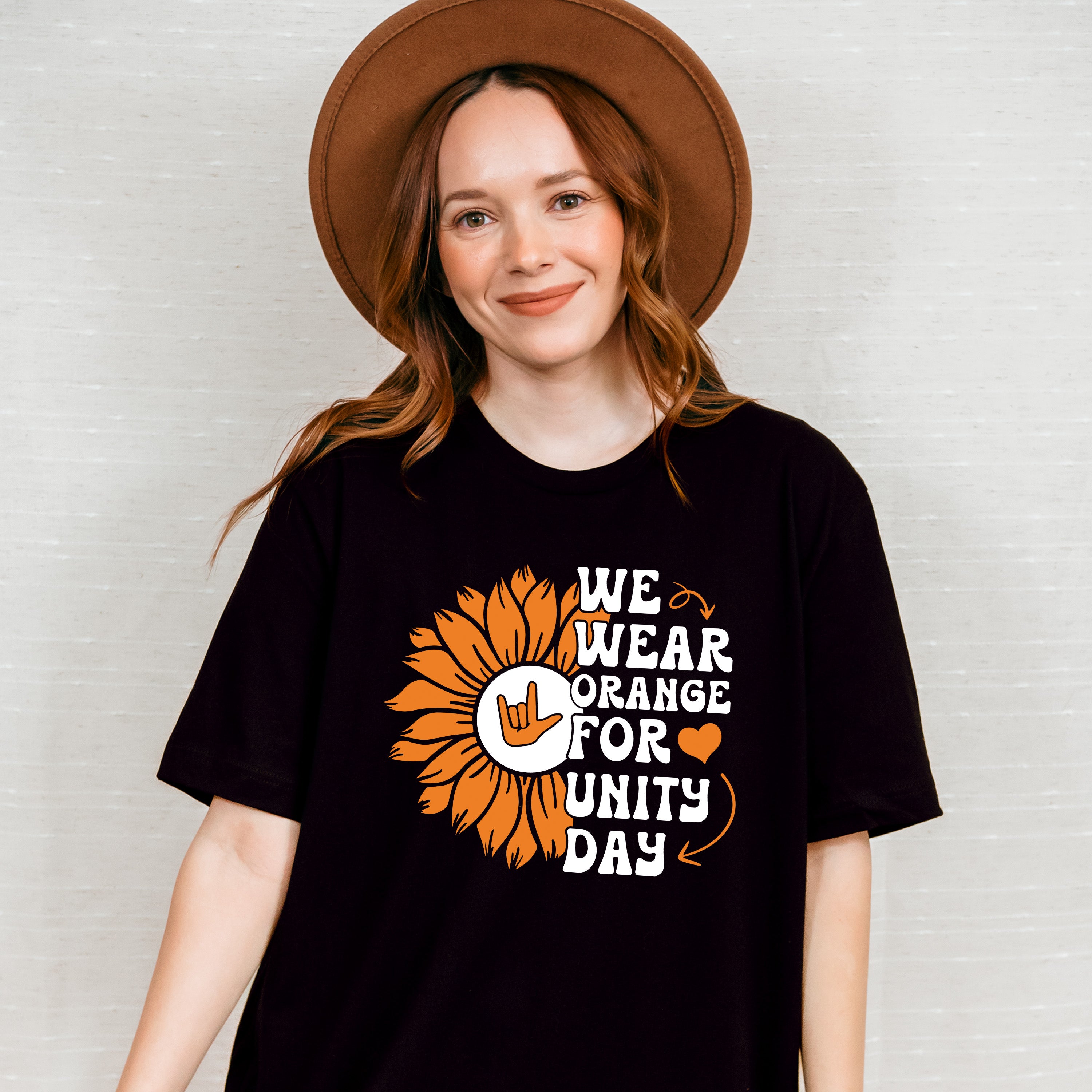 Orange For Unity Day Flower Design - Anti Bullying Unisex Crewneck T-Shirt Sweatshirt Hoodie