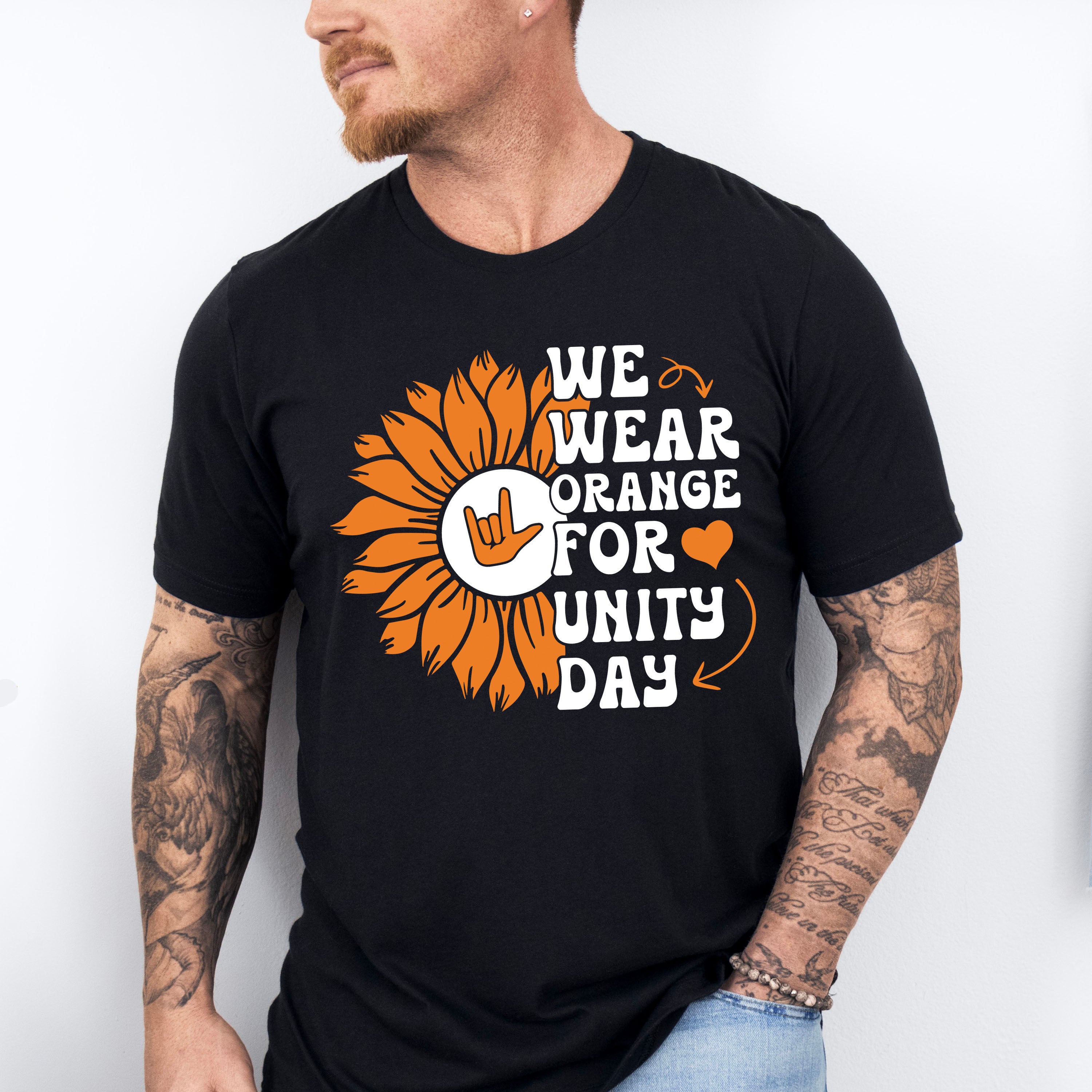 Orange For Unity Day Flower Design - Anti Bullying Unisex Crewneck T-Shirt Sweatshirt Hoodie