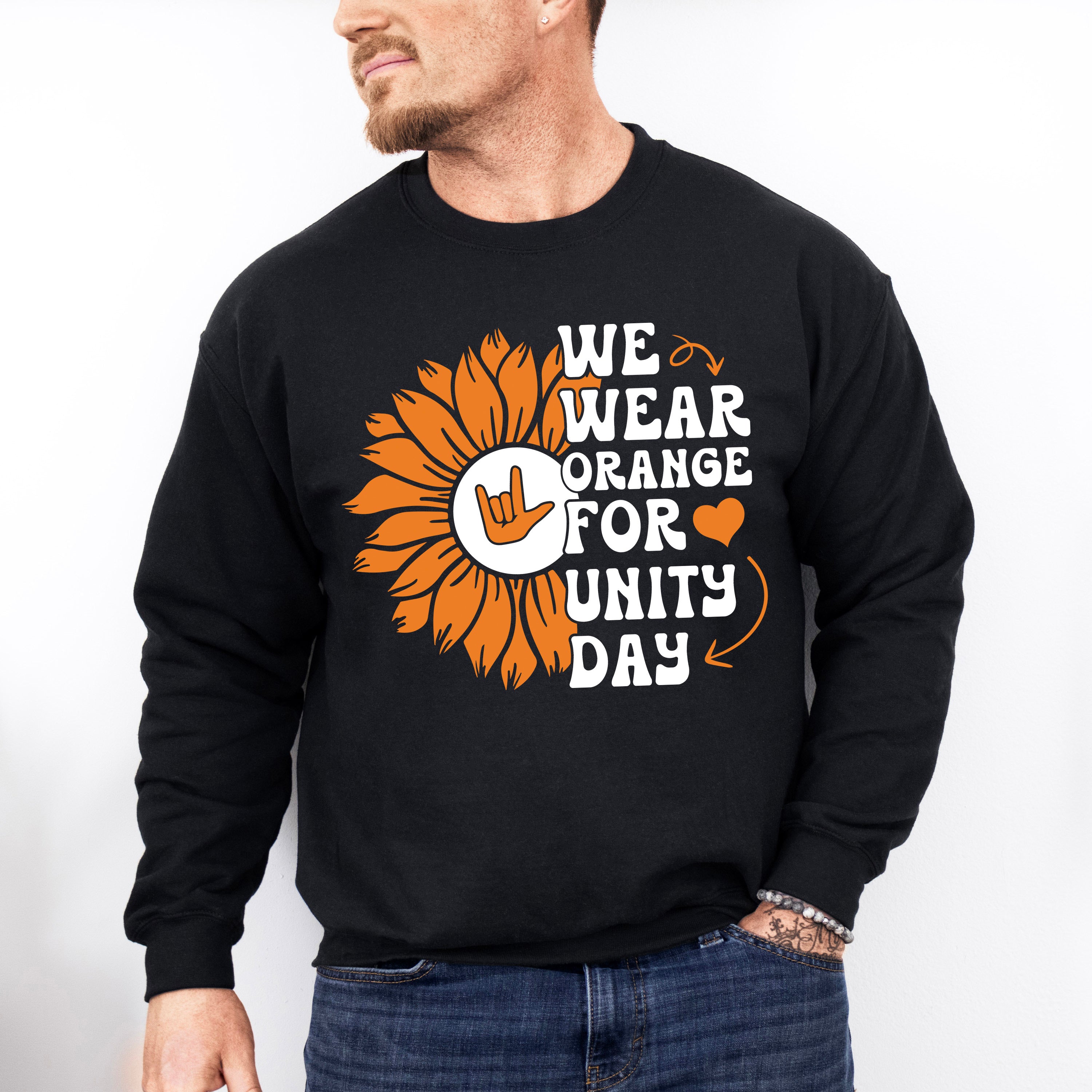 Orange For Unity Day Flower Design - Anti Bullying Unisex Crewneck T-Shirt Sweatshirt Hoodie