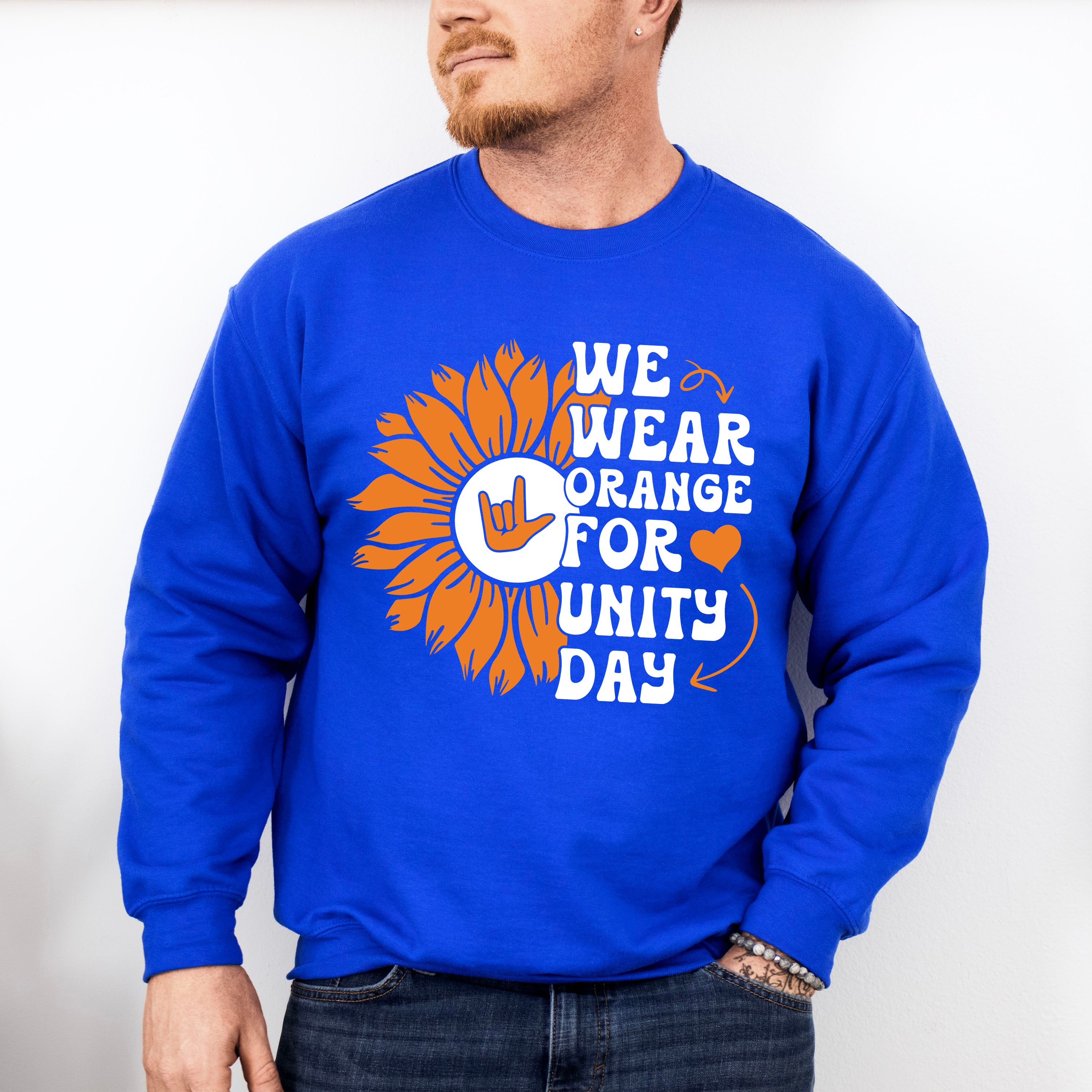 Orange For Unity Day Flower Design - Anti Bullying Unisex Crewneck T-Shirt Sweatshirt Hoodie