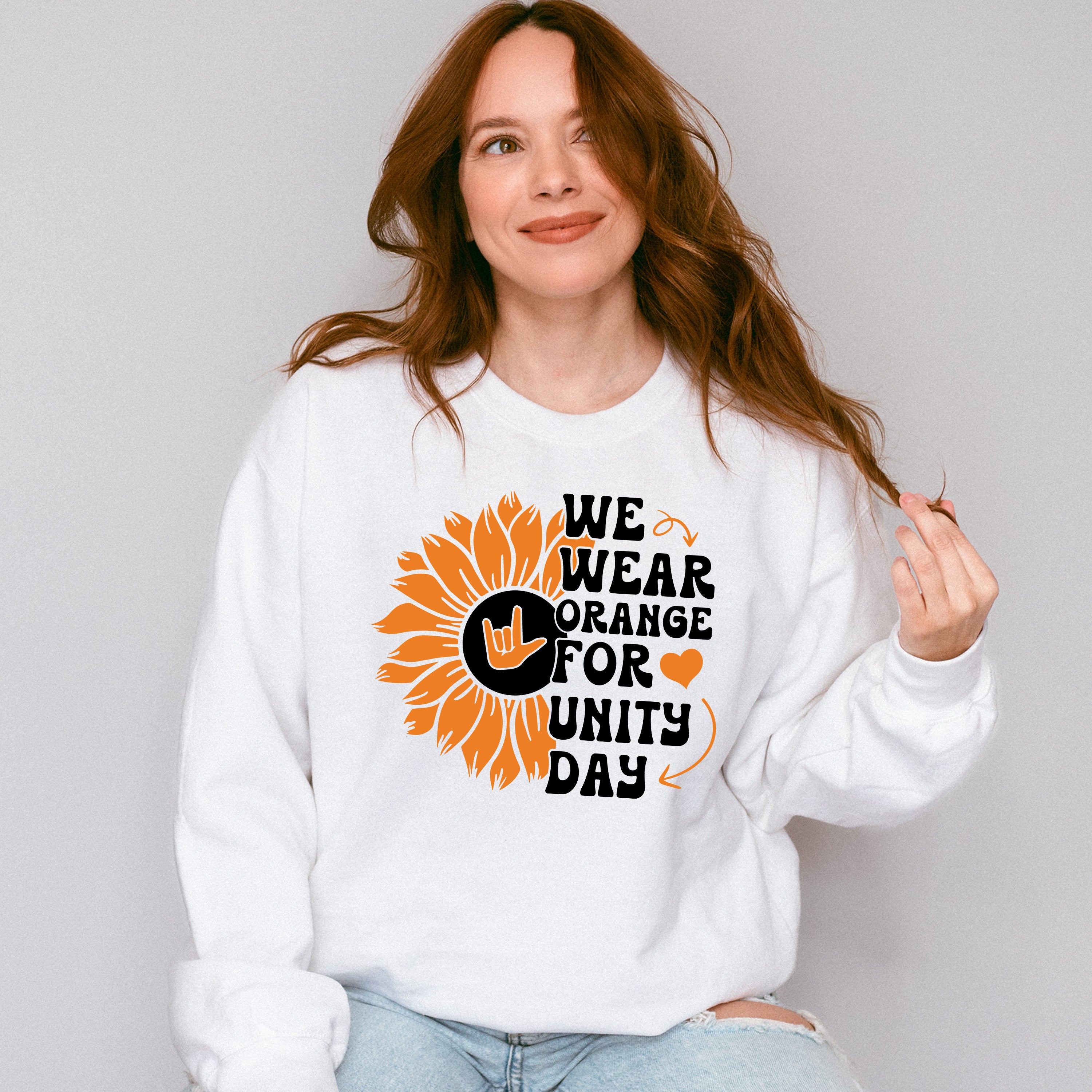 Orange For Unity Day Flower Design - Anti Bullying Unisex Crewneck T-Shirt Sweatshirt Hoodie